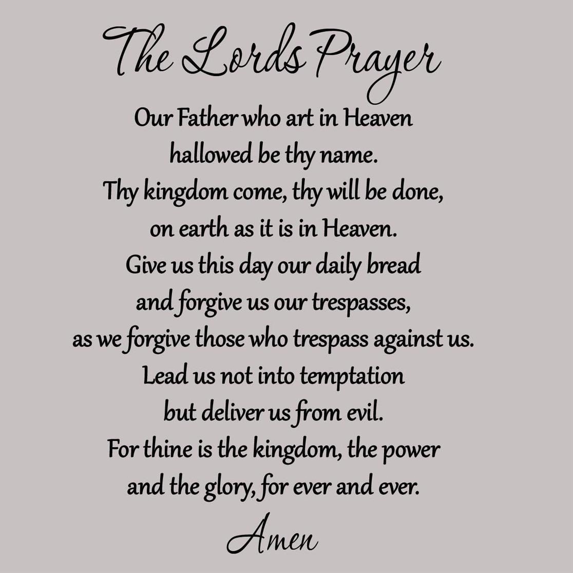 The Lord's Prayer Bible Wall Decal Our Father Vinyl Wall Art Scripture Quote Fai