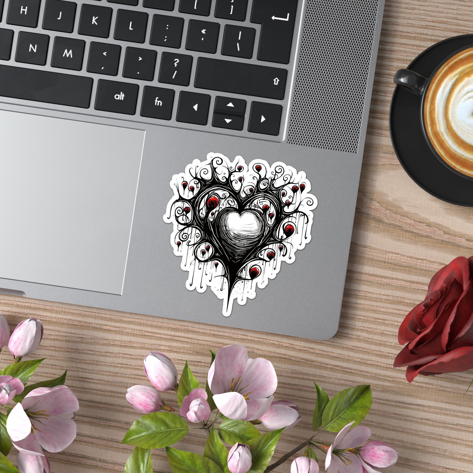 Gothic Red Black Heart – Vinyl Decal Sticker – Car Window Laptop – ebn11685