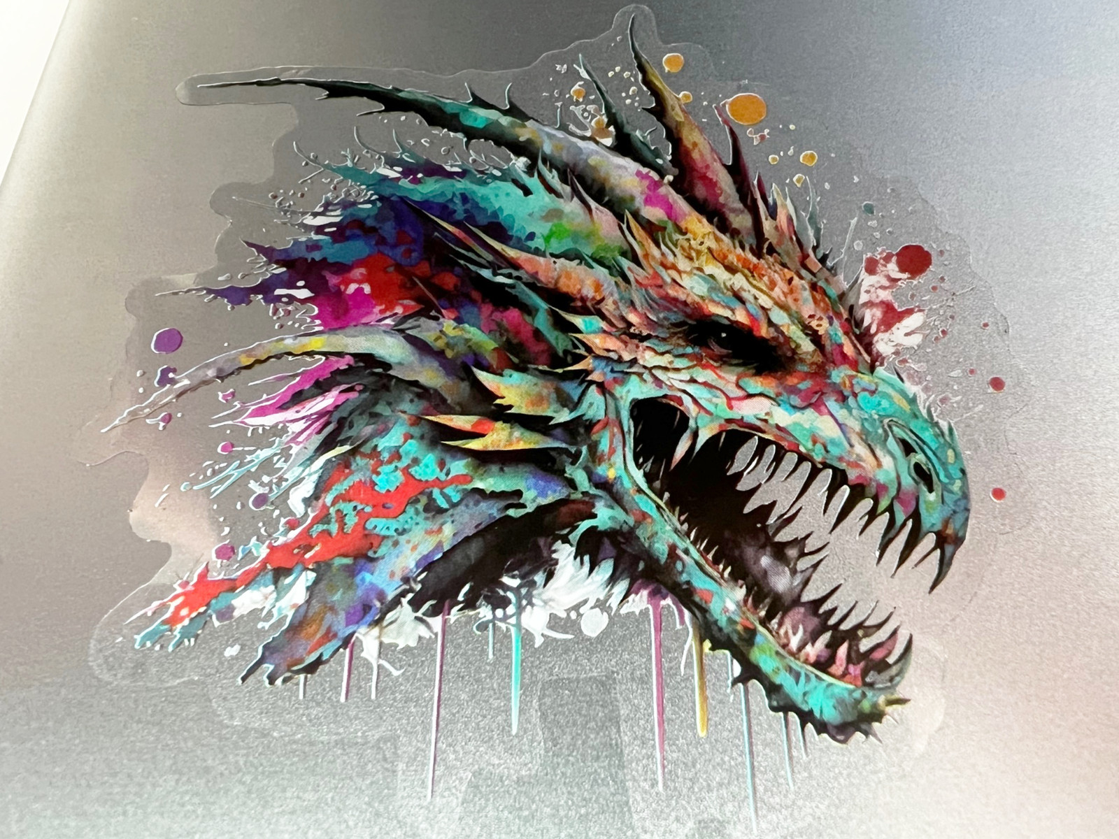 2x Colorful Dragon Head 3 Inch Transparent Stickers For Book Laptop Phone