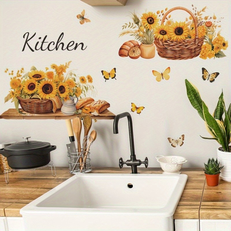 1 piece of PVC self-adhesive sunflower kitchen wall sticker