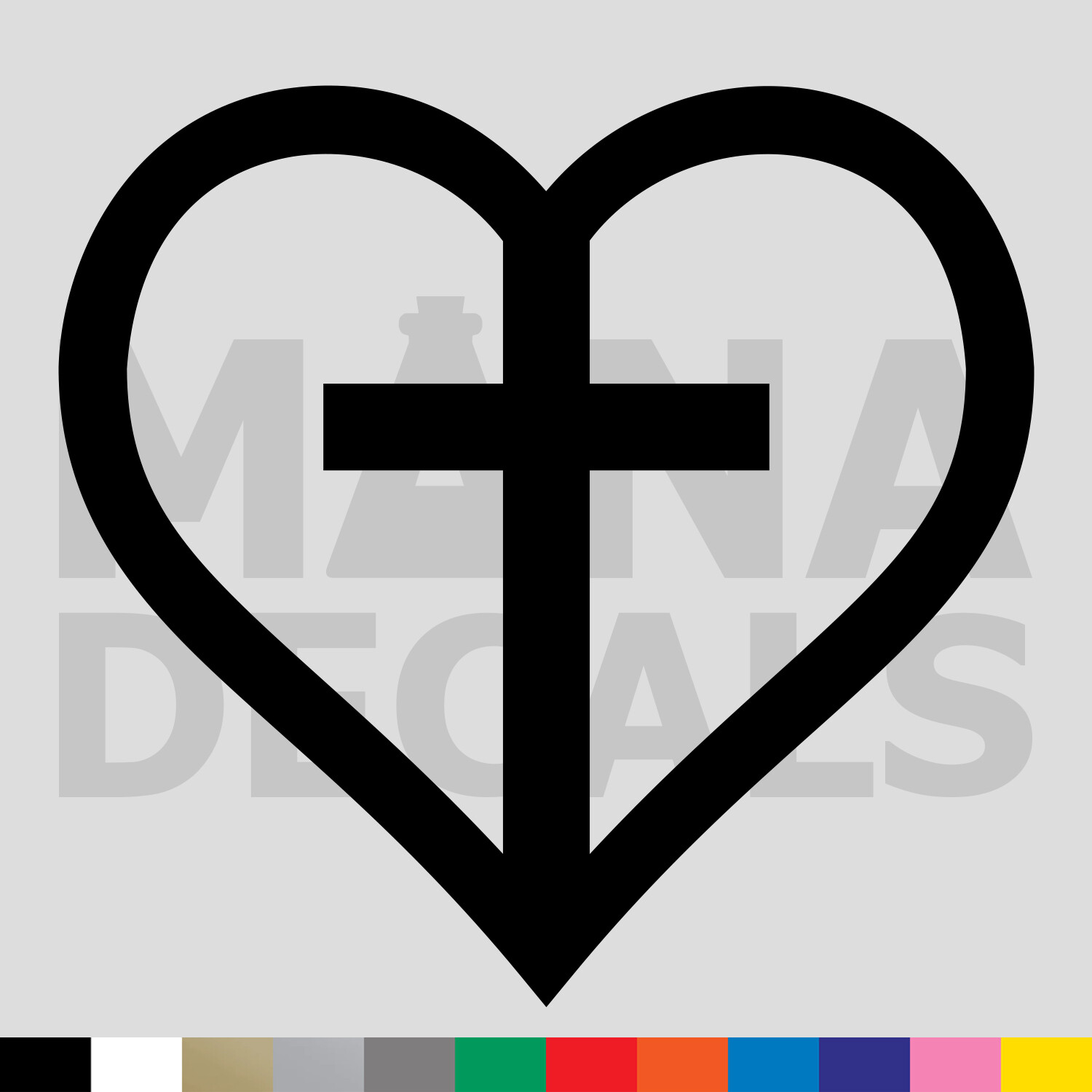 Heart Cross Vinyl Die Cut Decal Sticker – Love Jesus Christ God Church Religious