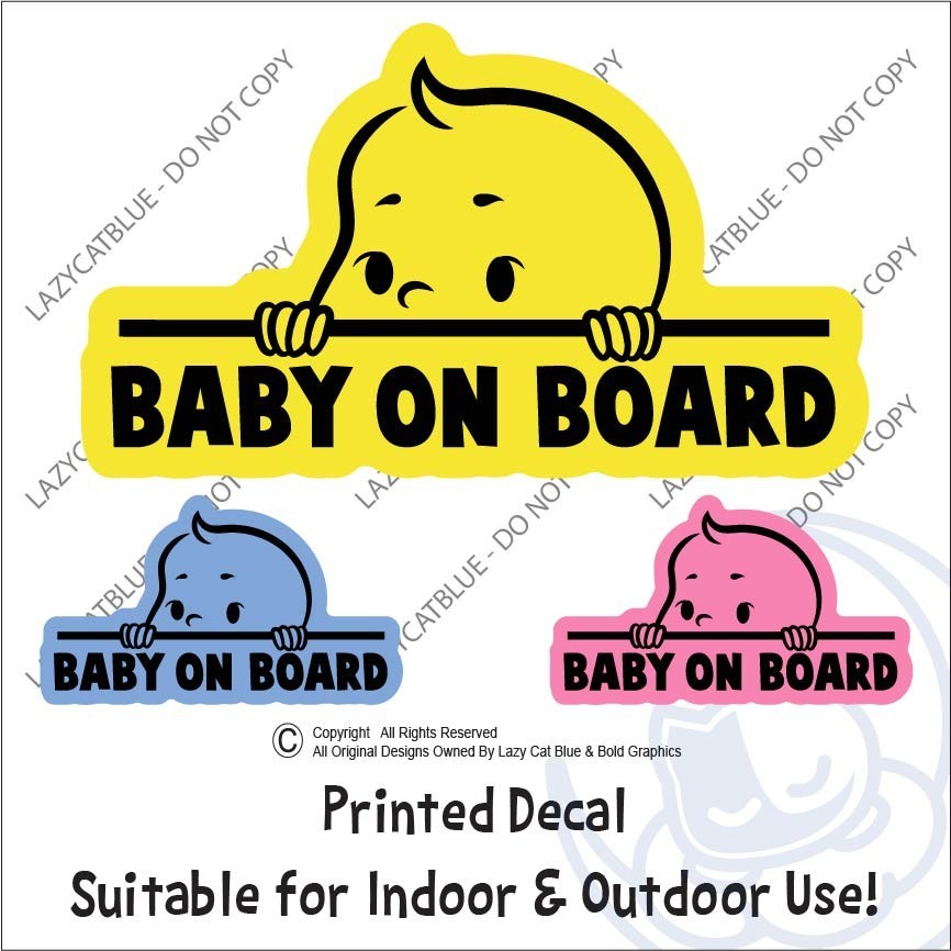 Baby On Board Decal Sticker Kids Parenting Car Warning Safety Drive Slow Down