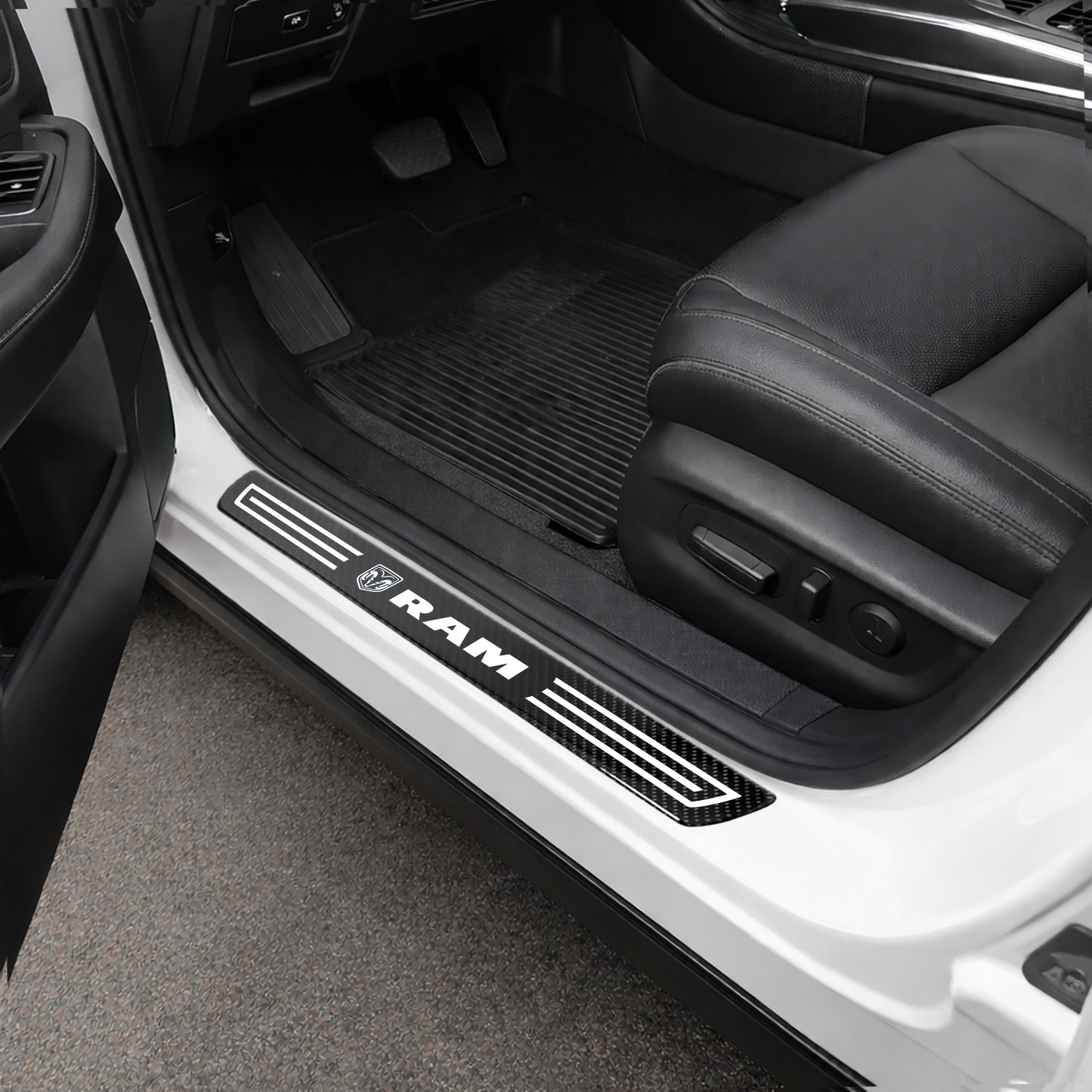 RAM X-Large Black Carbon Fiber 4 Pcs Universal Door Sill Plates