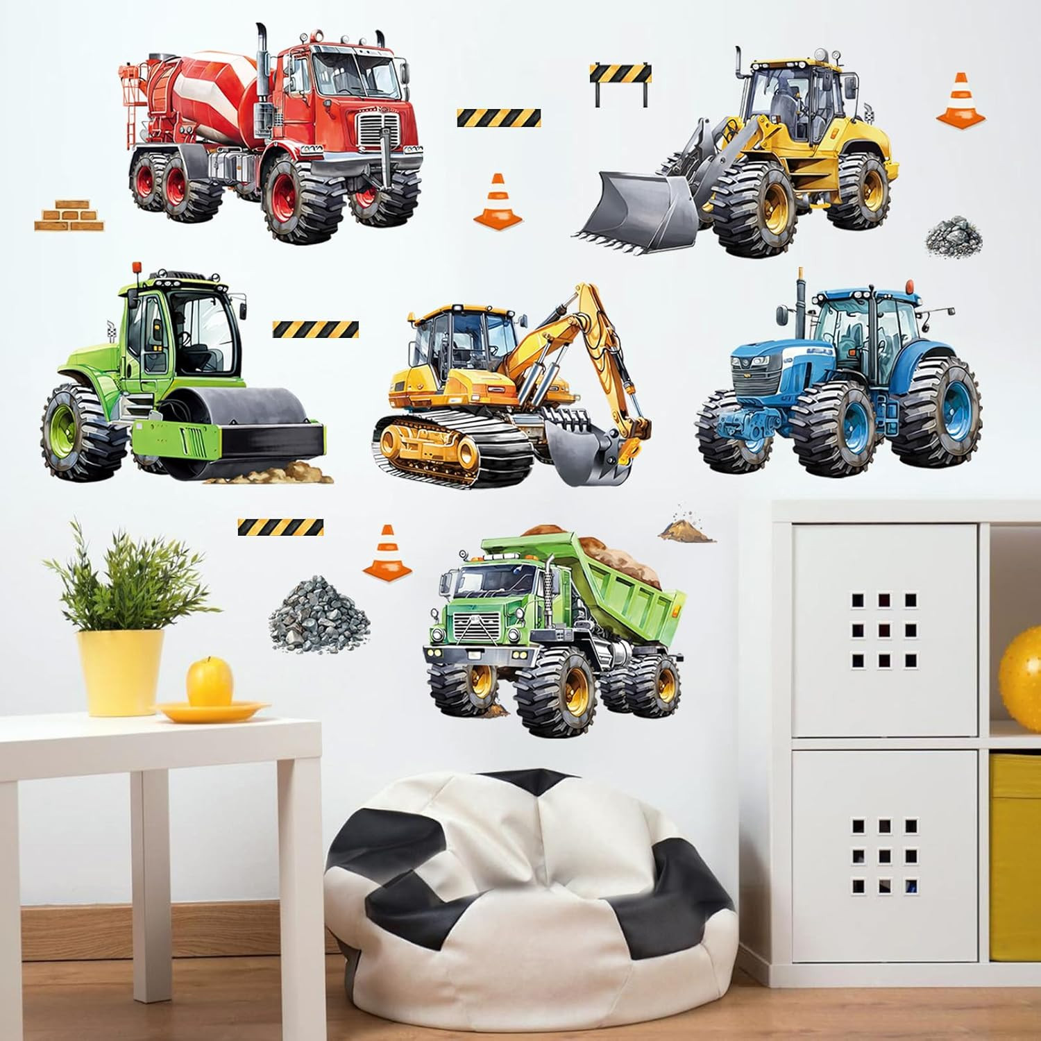 Construction Cars Wall Decals Trucks Tractor Vehicles Wall Stickers Baby Nurs…