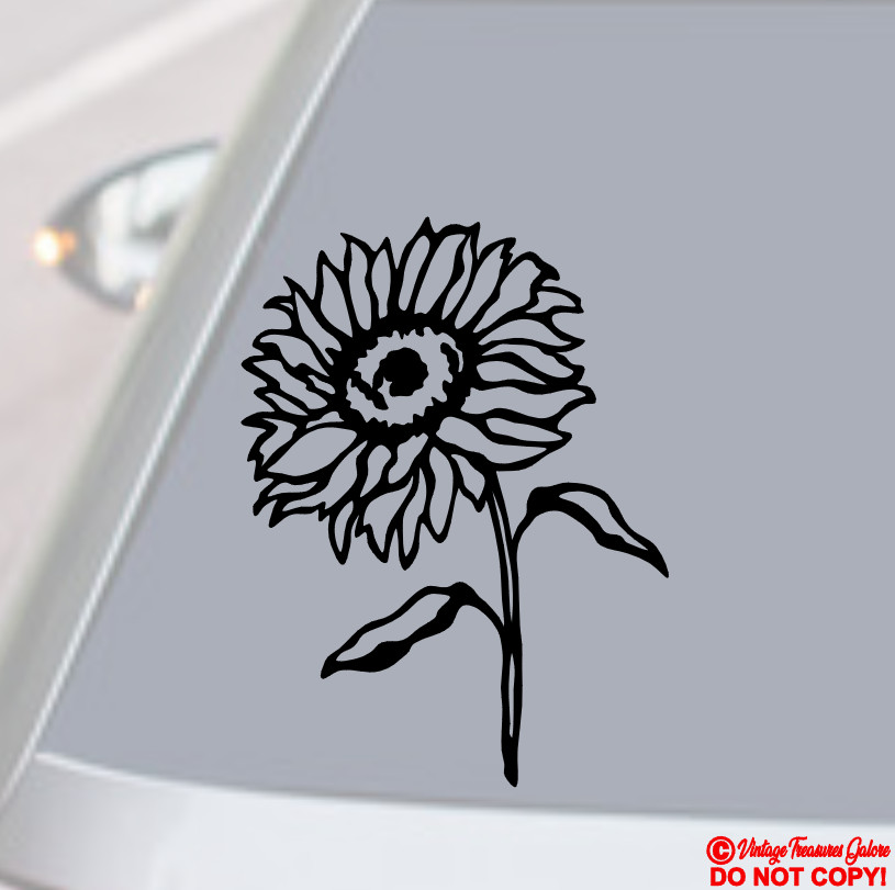 SUNFLOWER Vinyl Decal Sticker Car Window Wall Bumper Pretty Helianthus Flower