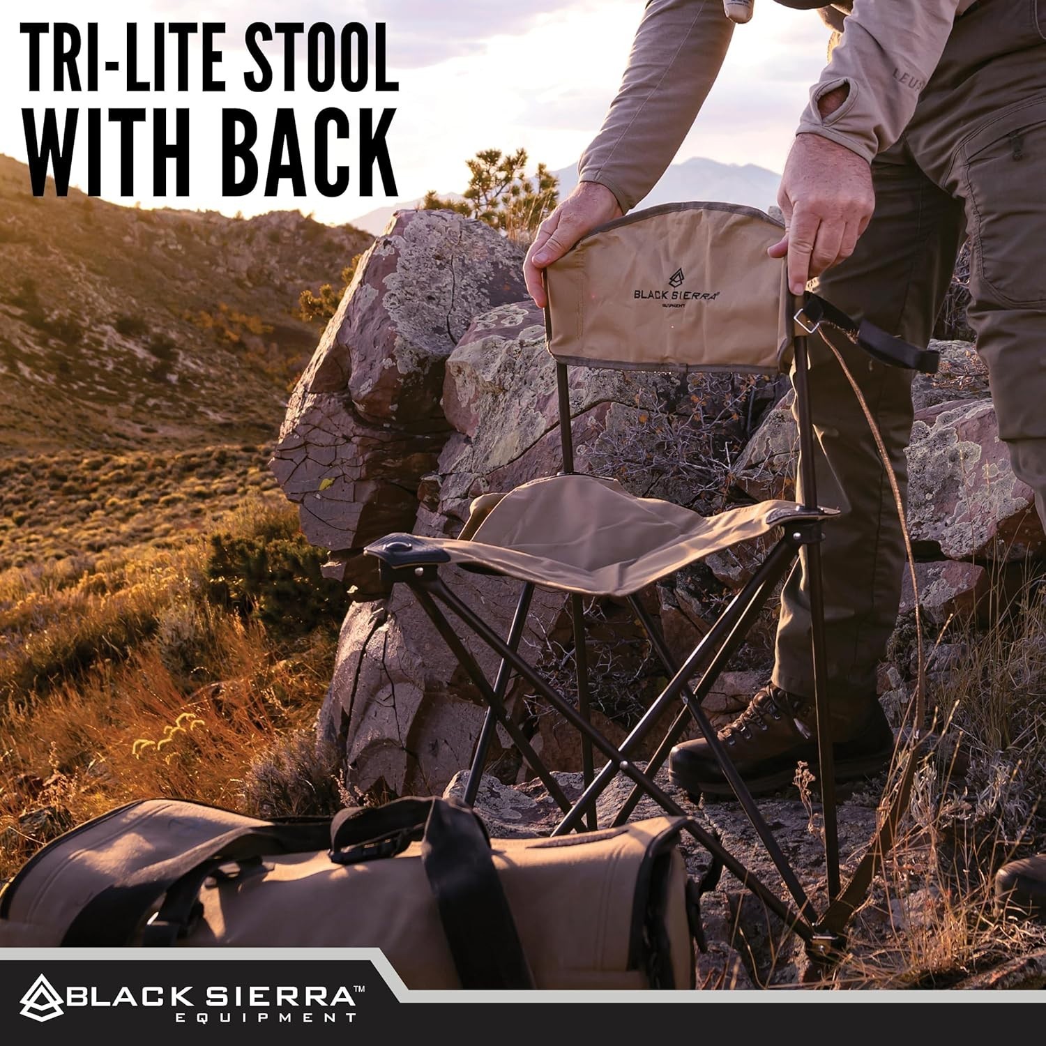 XL Trip-Lite Hunting Stool w/Backrest, Lightweight Portable Fishing Chair w/Cup