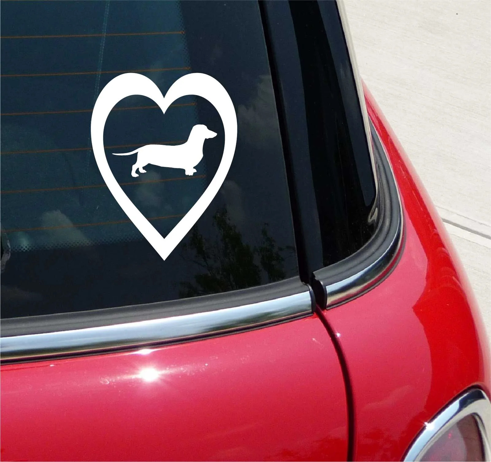 DACHSHUND IN HEART LOVE MY DOG FUNNY GRAPHIC DECAL STICKER DECOR