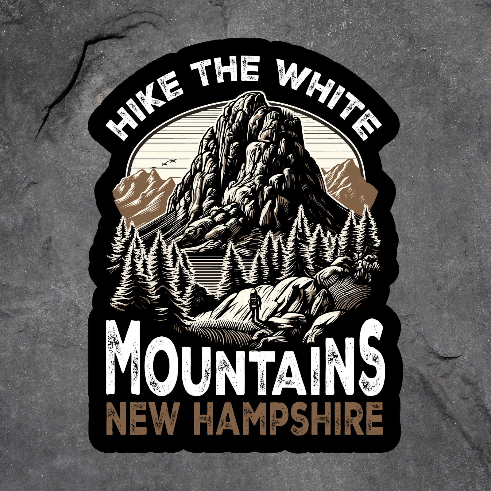 Mountains sticker vinyl decal hike the white mountains new hampshire hiking