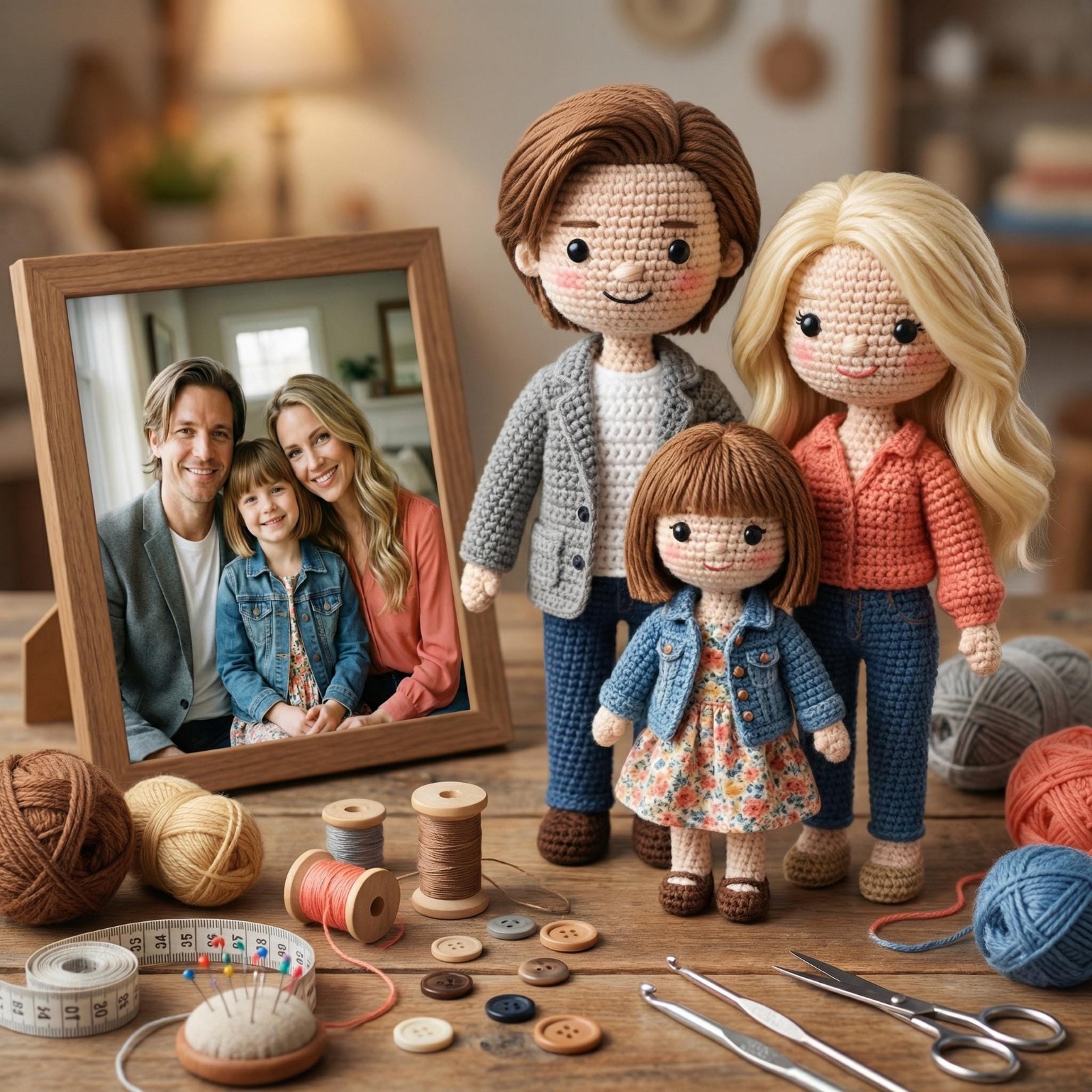 Custom Family Portrait Crochet Doll Personalized Amigurumi Gift