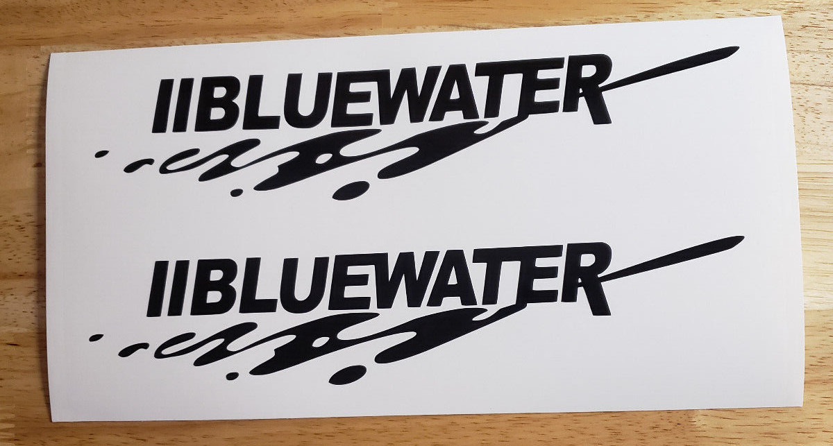 Bluewater Boats Decals Stickers Gloss black 35×4" (2) Fast USA!