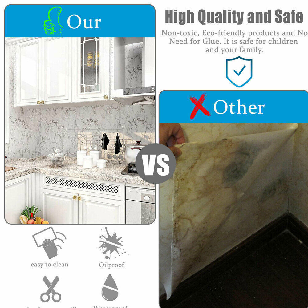 Marble Contact Vinyl Paper Self Adhesive Peel Stick Wallpaper Kitchen Countertop