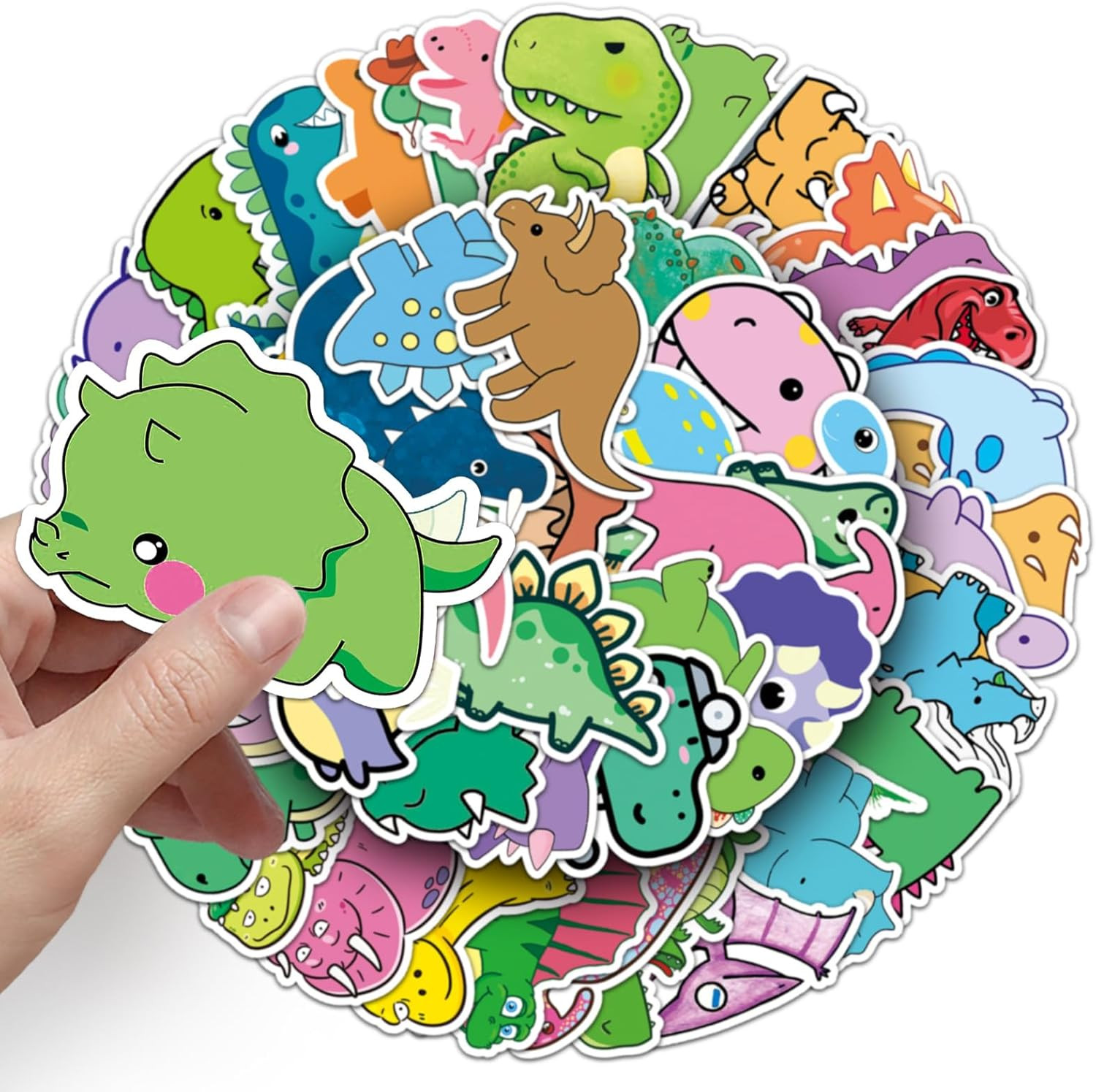 50 Dinosaur Stickers Pack Cute Funny Dino Vinyl Stickers for Water Bottles Lapto