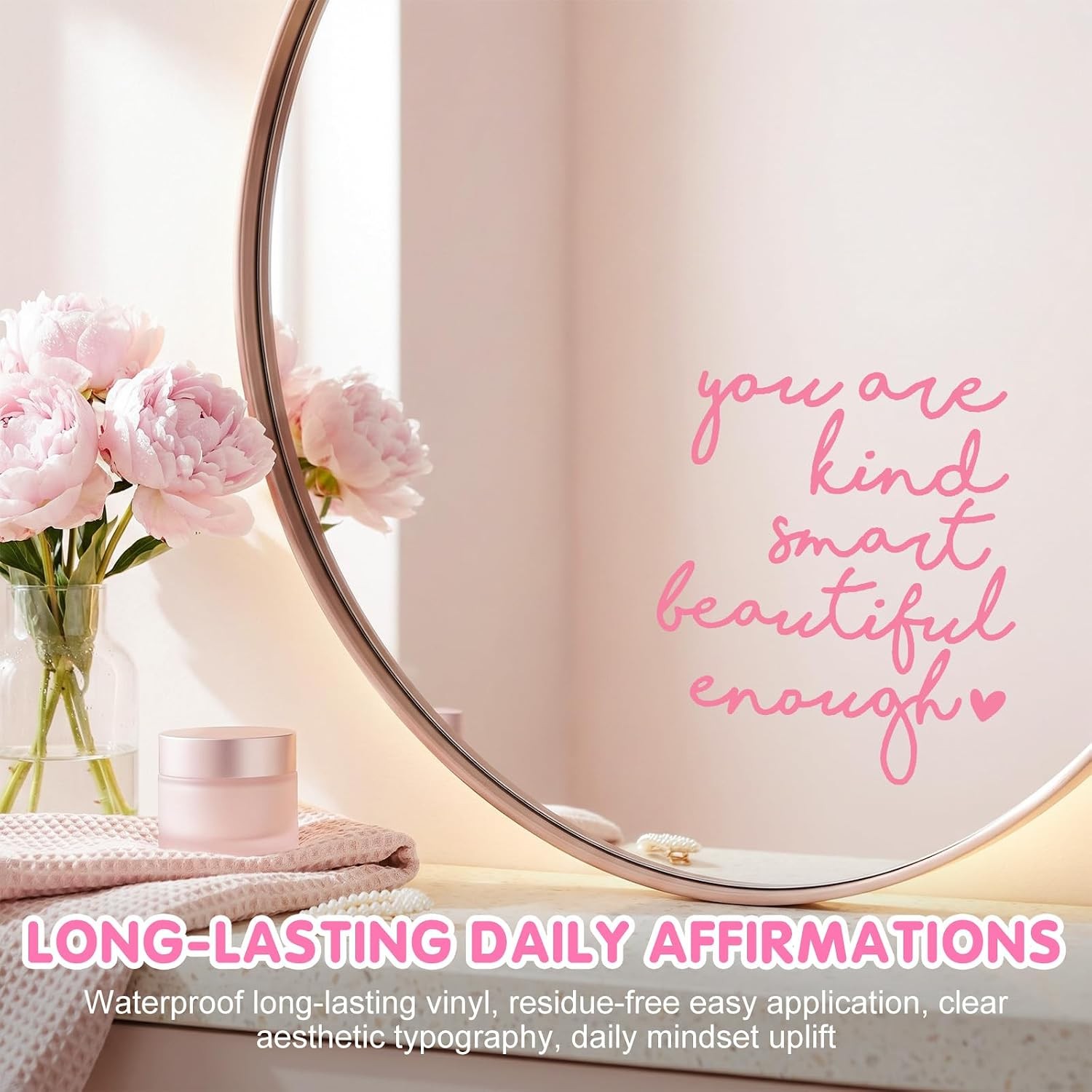 2 x Mirror Decal Vinyl, Car Mirror Decor, Mirror Sticker, Positive Pink