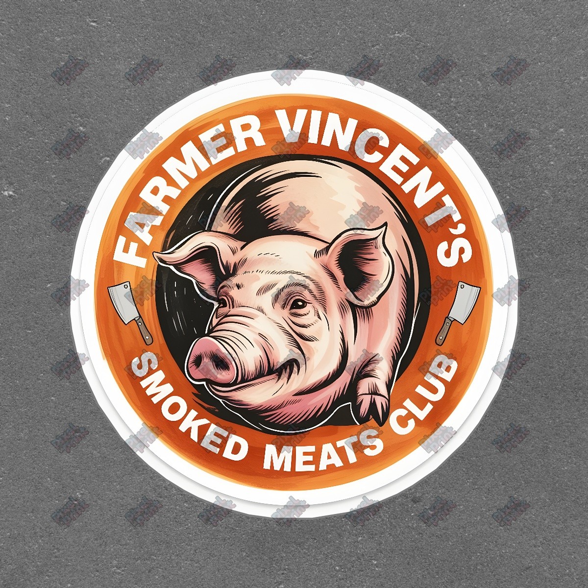 Vintage Farmer Vincents Smoked Meats Club Sign Rustic Pig #8780