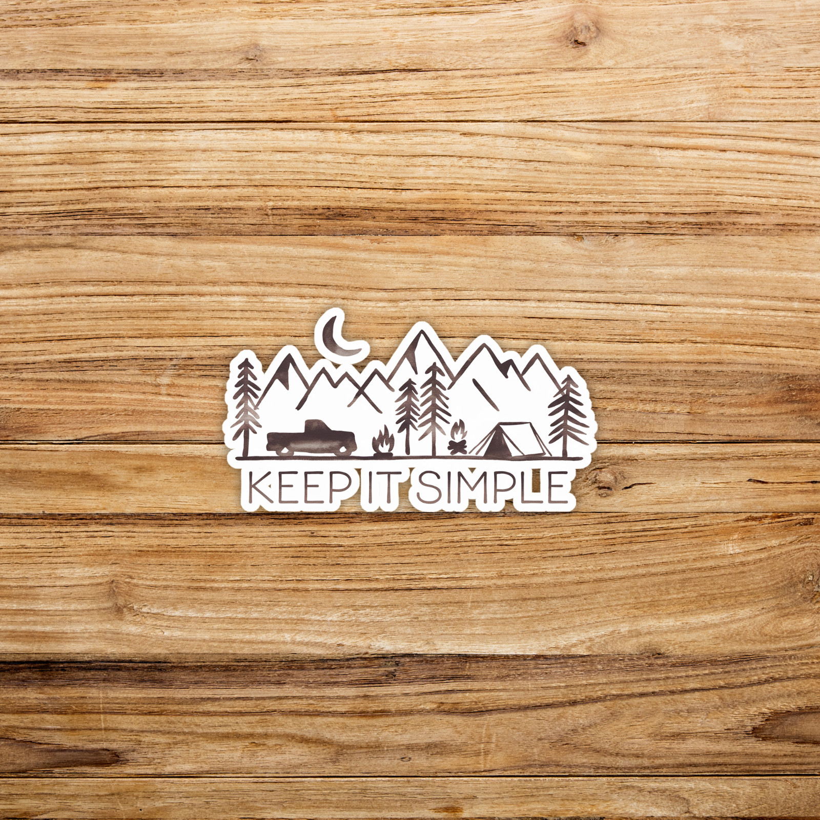 Rustic Camping Adventure Keep It Simple Sticker – Outdoor Wilderness Decal #157