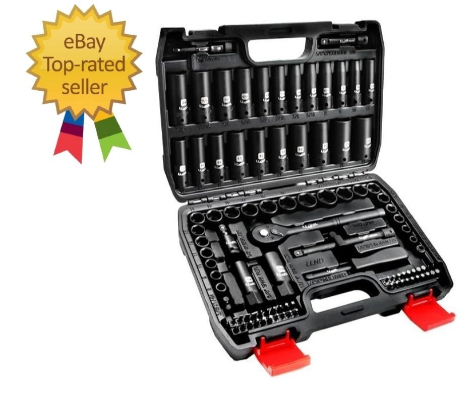 Impact Socket Set 3/8 Drive,95Pcs Deep&Shallow Socket Wrench Set,6 Point Metric&