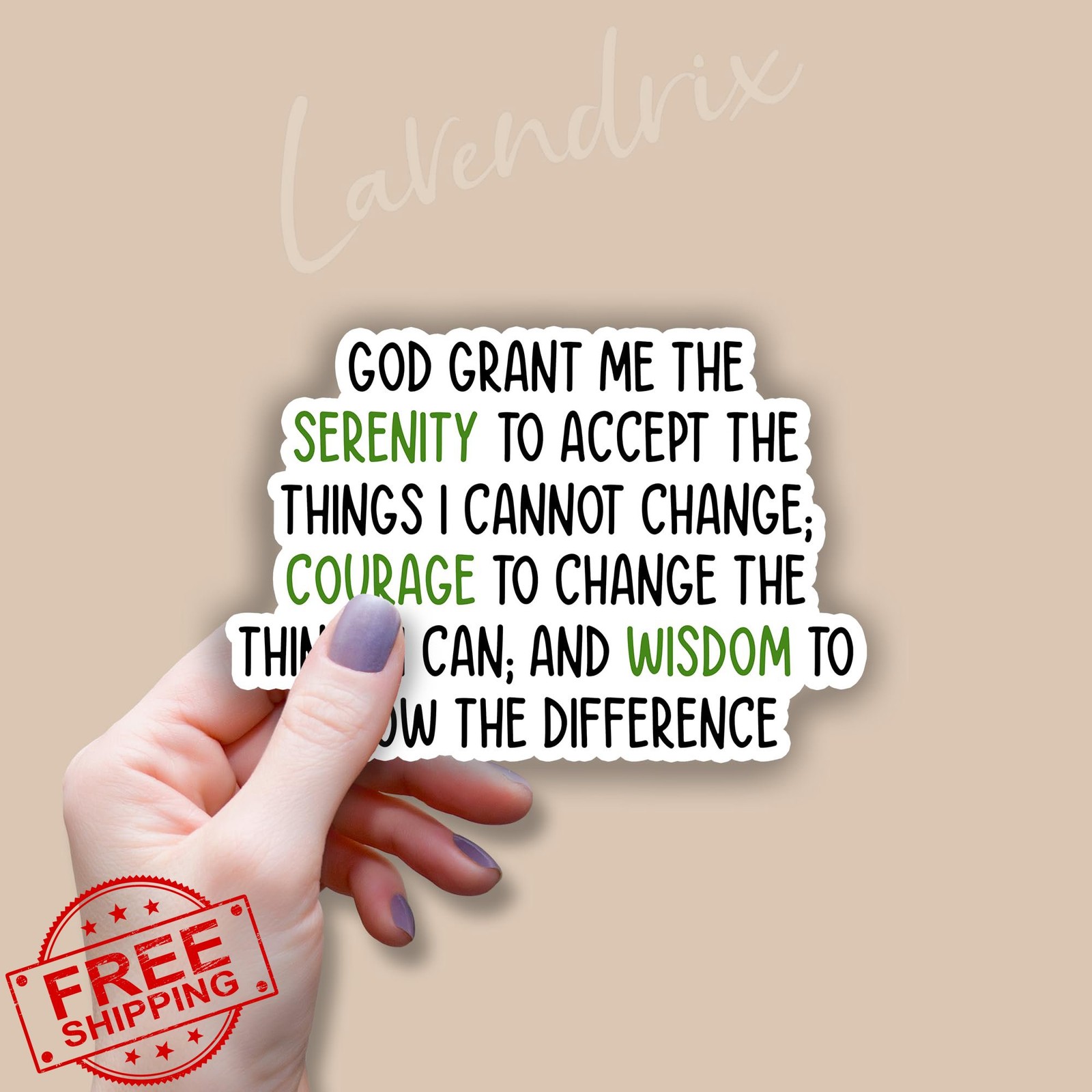 LAVENDRIX Serenity Prayer Christian Sticker Vinyl 3×2.1in