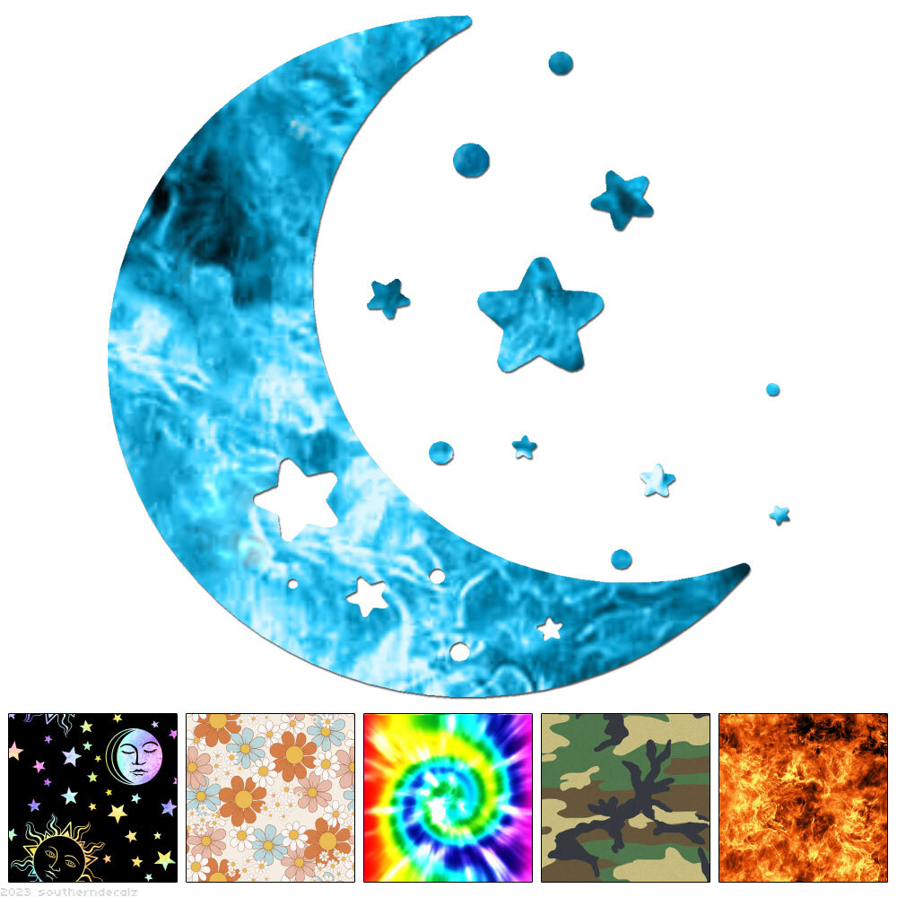 Stars And Moon – Decal Sticker – Multiple Patterns & Sizes – ebn6474