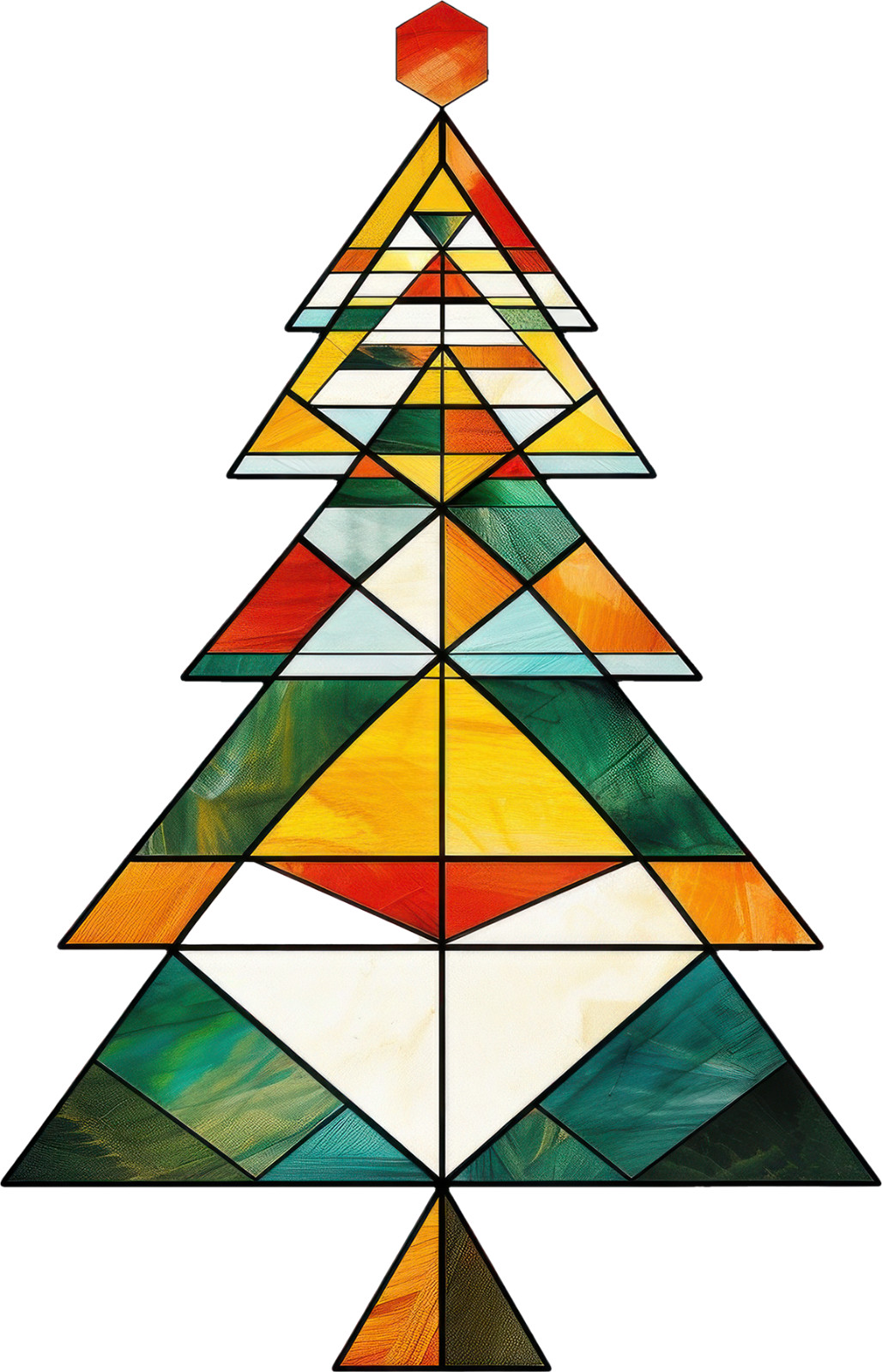 Christmas Tree Stained Glass Wall Decal Sticker 18X18cm Large