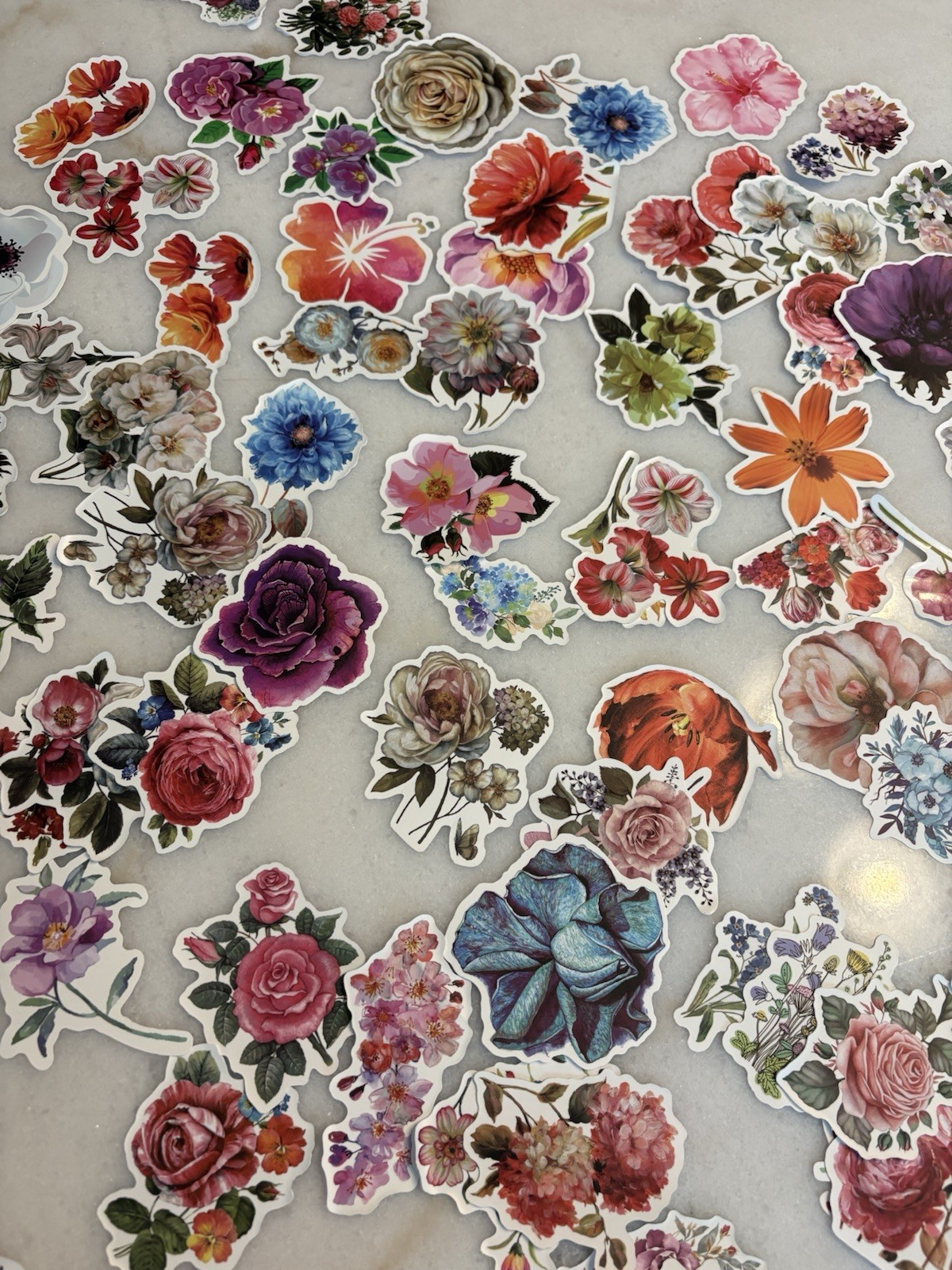 Floral Flower Stickers/Decals Multicolor Assorted Mixed Designs Lot of 70