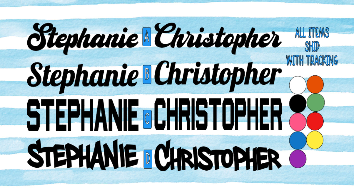 2pk Custom Name die cut vinyl decal car/bike/laptop #111 READ DESCRIPTION