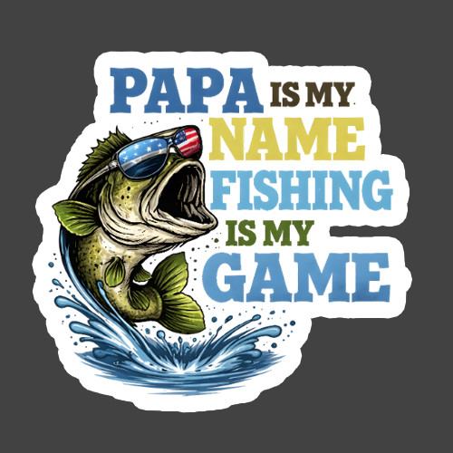 Fishing Sticker Vinyl Decal Papa Name Fishing Game Fisherman Gift