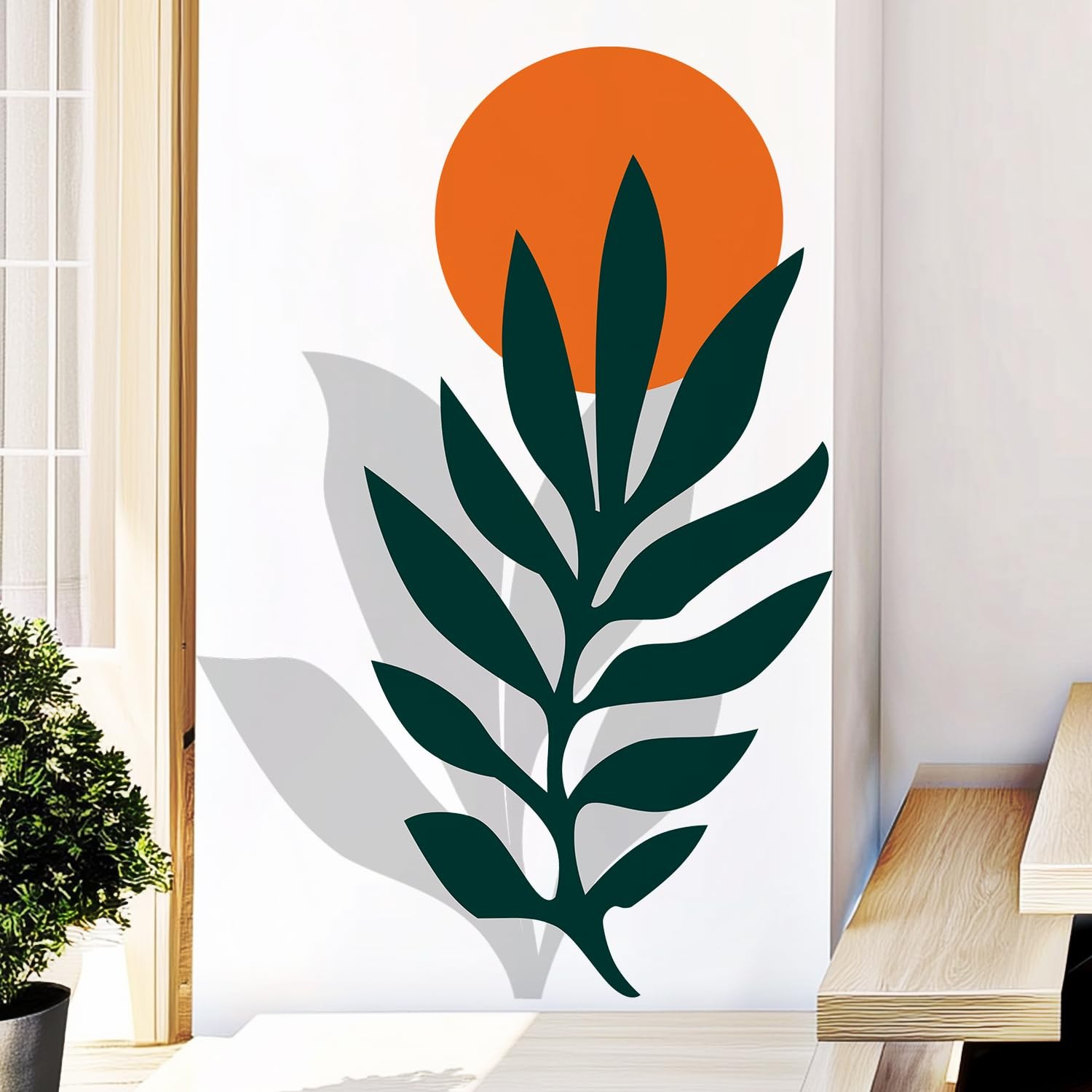 Boho Sun Leaf Wall Decals Peel and Stick, Botanical Leaves Vinyl Wall Sticker…