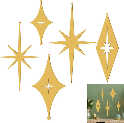 5 PCS Cast Iron Stars Wall Decor Starburst Metal Walls Art Bronze Star