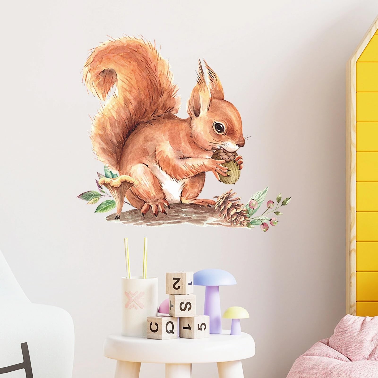 Cute Baby Squirrel Pinecone Wall Stickers, sacinora Cartoon Little Animal Wal…