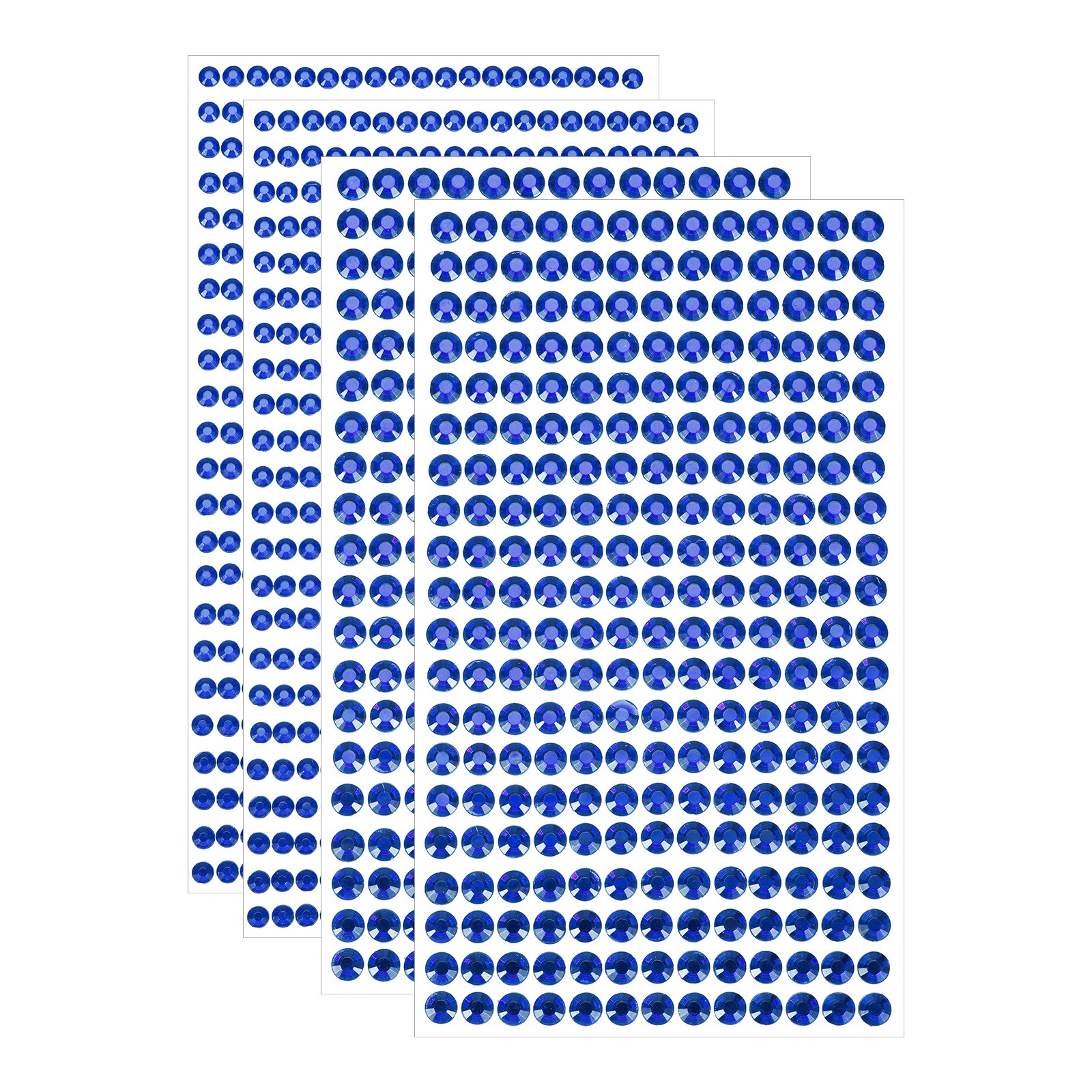 1394Pcs 4mm/6mm Self-Adhesive Rhinestone Stickers for Craft (4 Sheet Deep Blue)