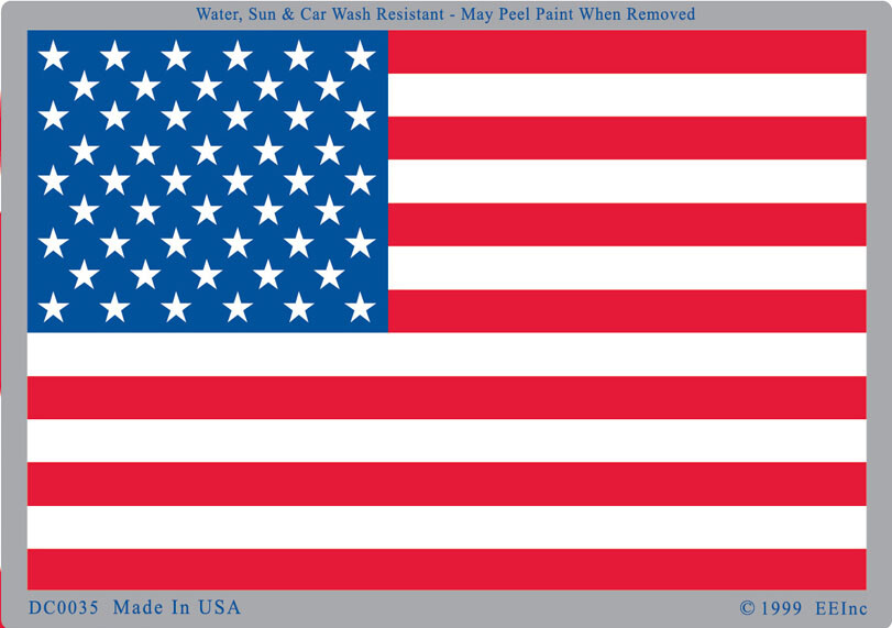 3"X4" VINYL PRESS AND STICK WEATHER RESISTANT AMERICAN FLAG DECAL