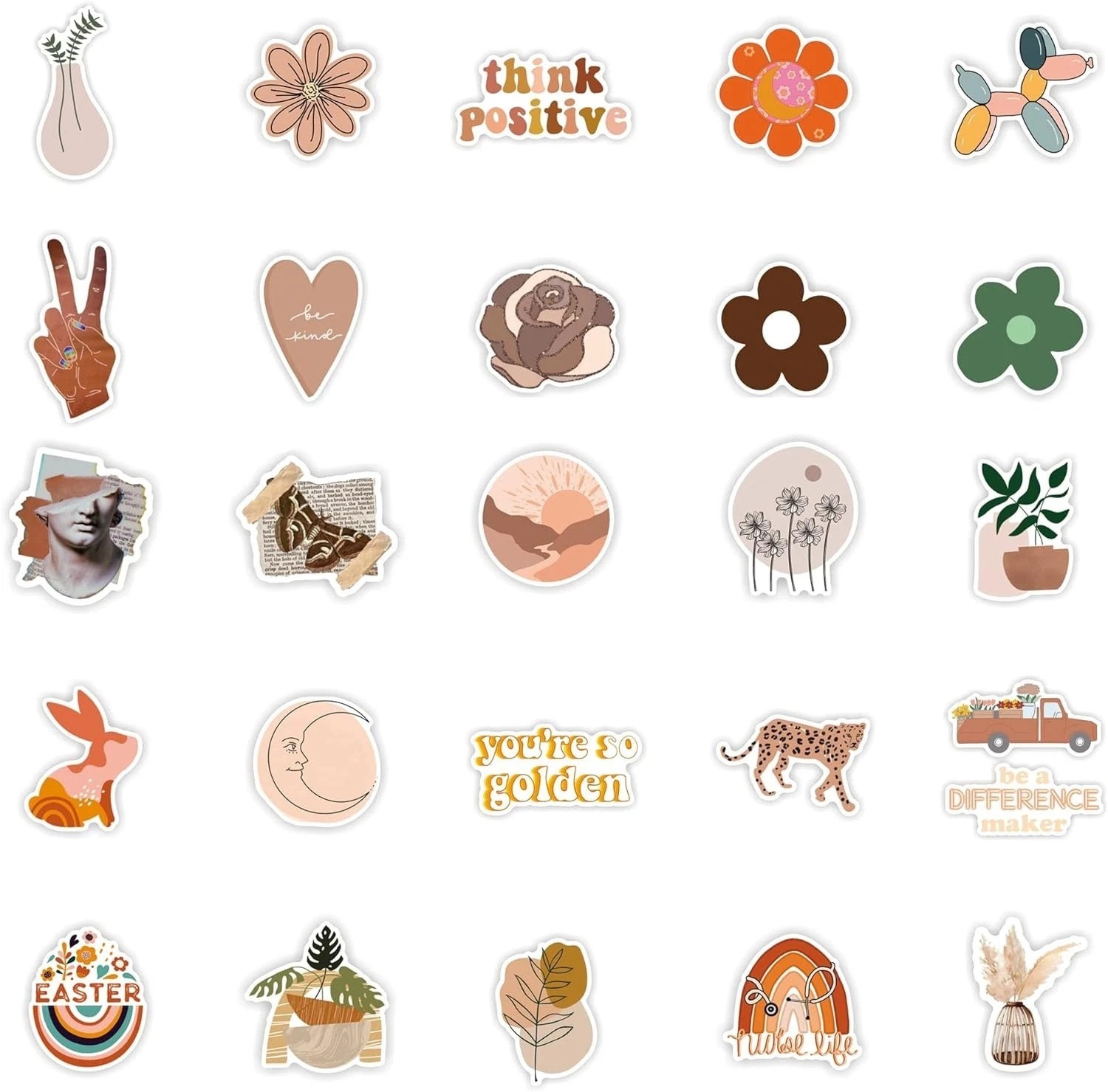 Vintage Aesthetic Stickers 50 Pcs, Vinyl Waterproof Stickers for Water Bottle…
