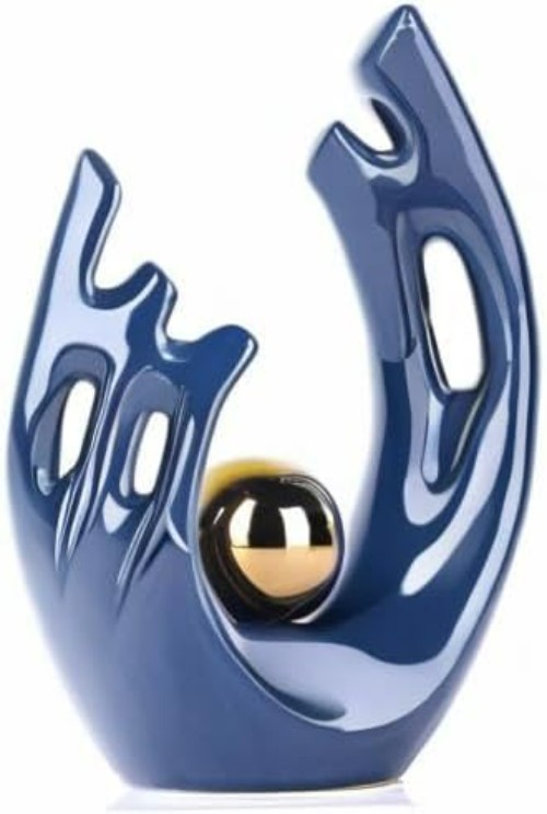 Modern Blue Tabletop Art Statue – Compact Decorative Sculpture for Any Space