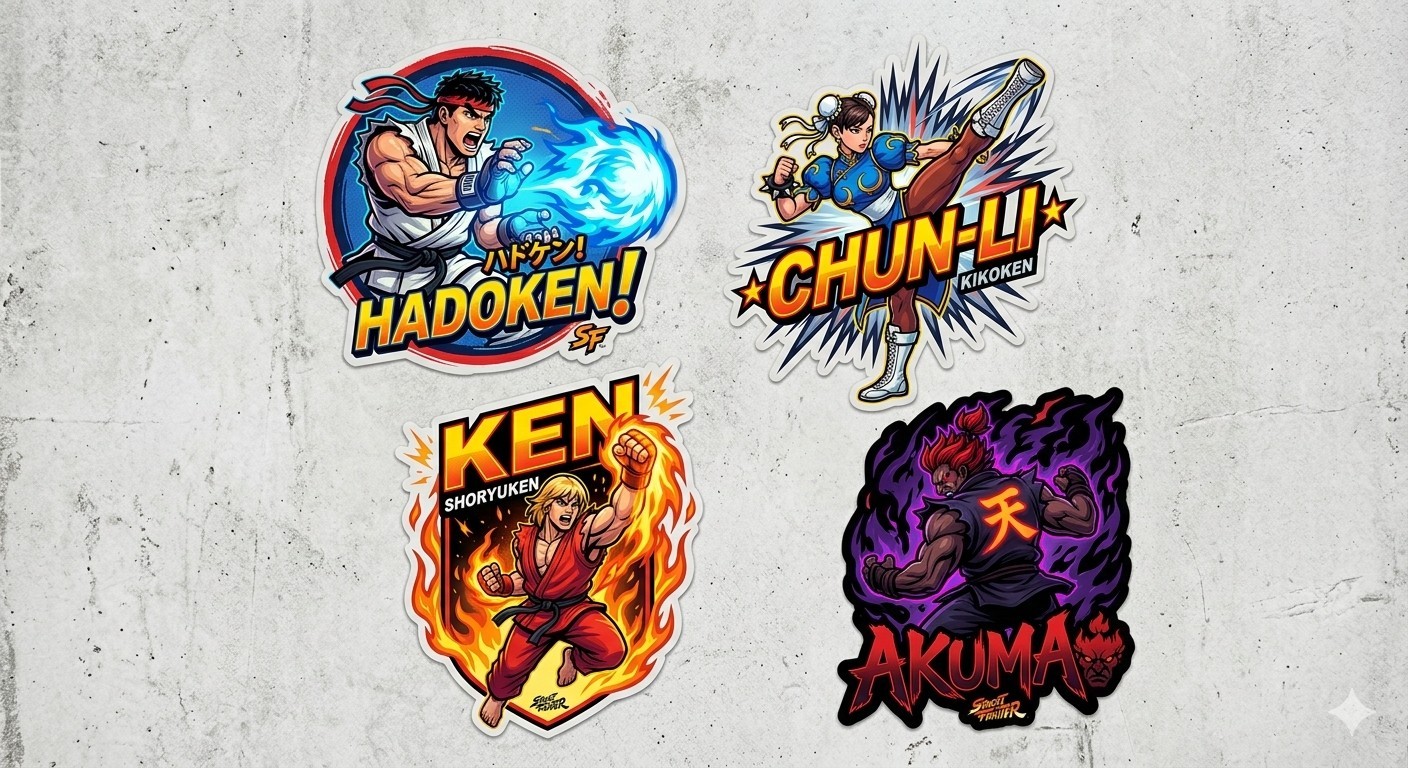 4 Street Fighter Stickers Decal Phone Laptop