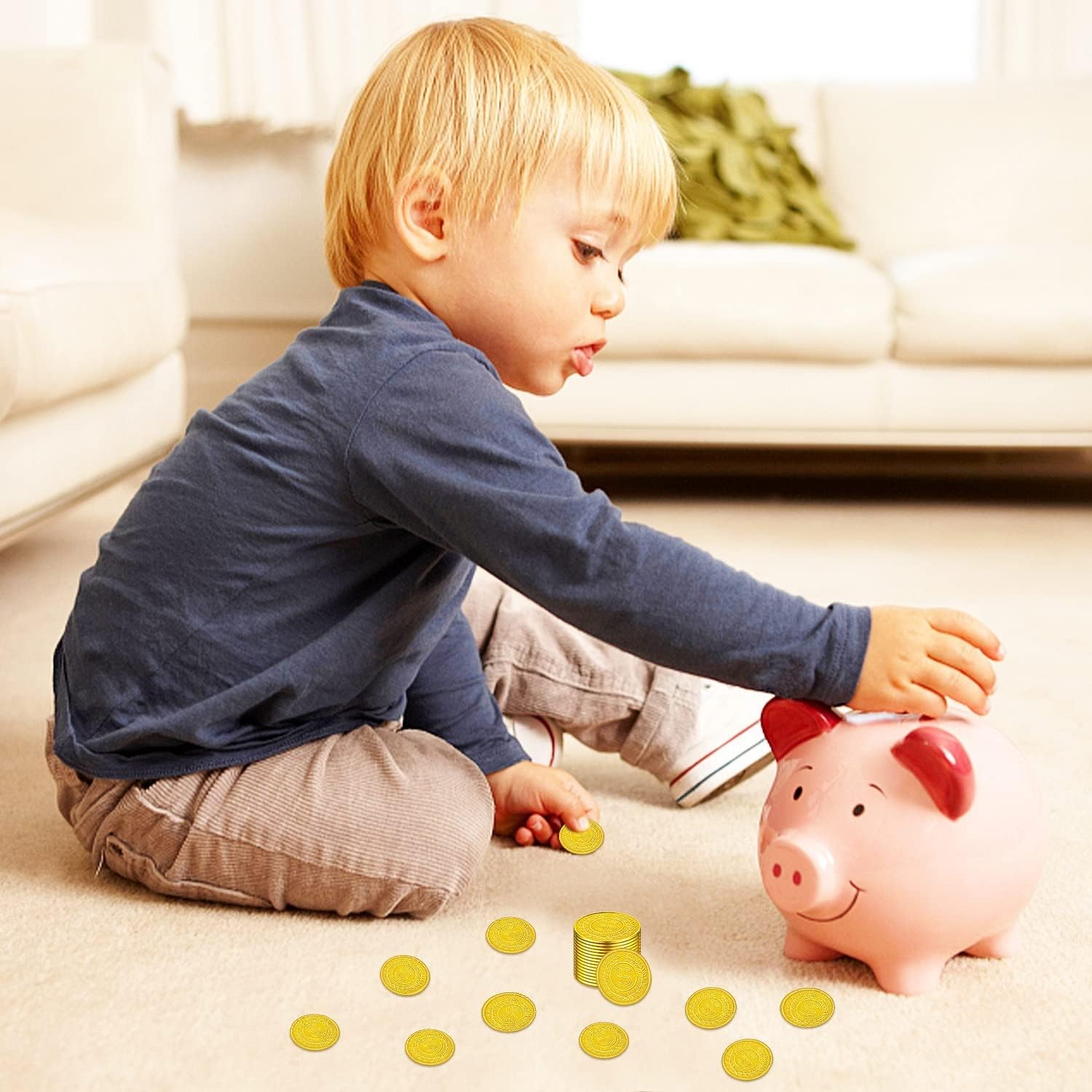 100 Count Plastic Gold Coins Set, Pirate Treasure Play for