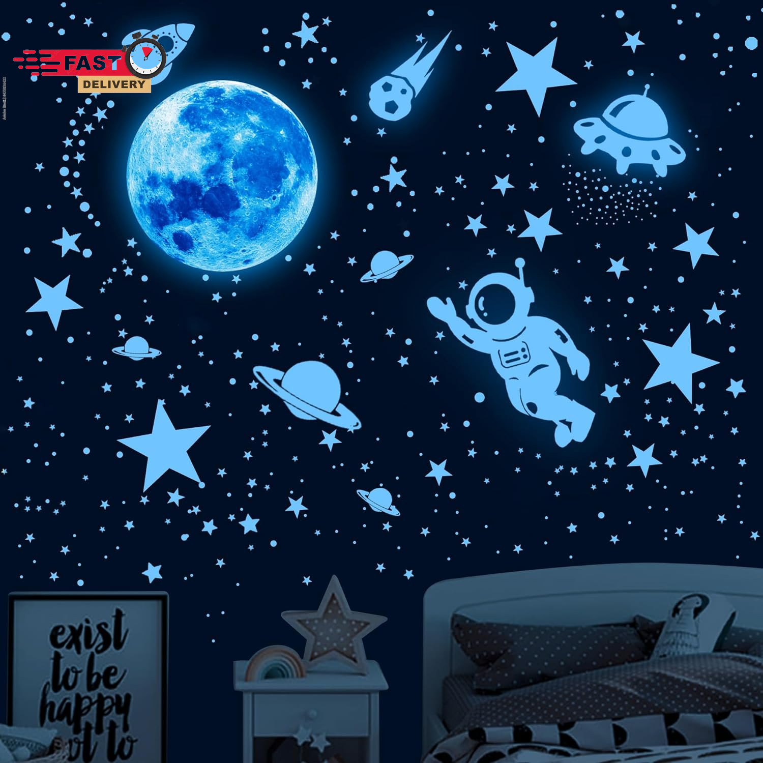 530Pcs Glowing Stars for Ceiling,Glow in the Dark Stars,Space Wall Decals Solar