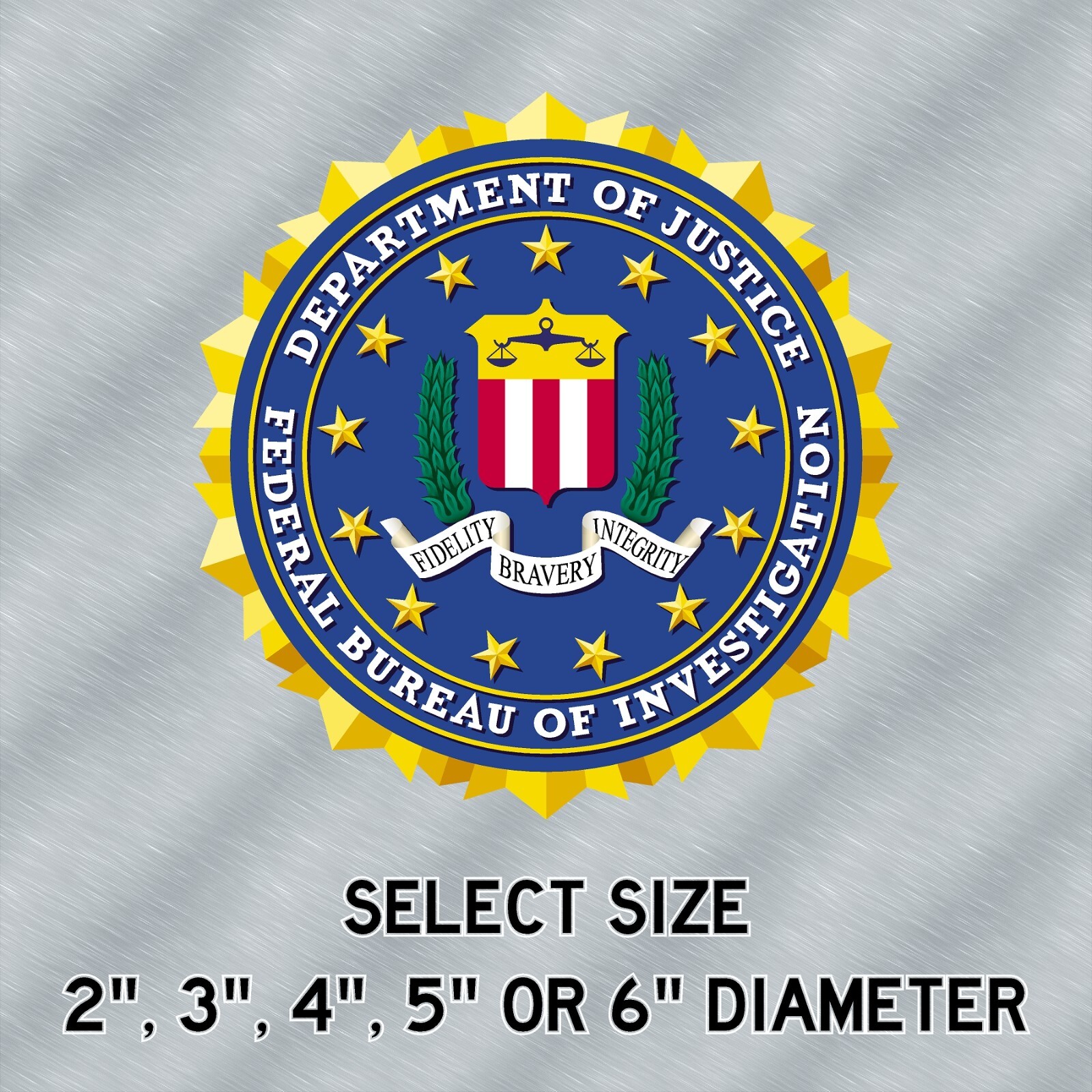 FBI Seal Laminated Sticker Choose from 2", 3", 4", 5" or 6" Sizes for Laptop