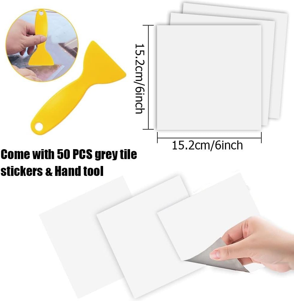 Waterproof Self-Adhesive Tile Stickers – 50PCS, 6" x 6" for Easy Home Makeover