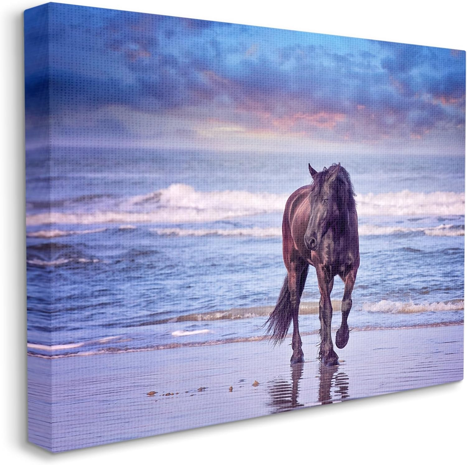 Wild Horse on Beach Colorful Blue Sunset, Gallery Wrapped Canvas, 30 X 40
