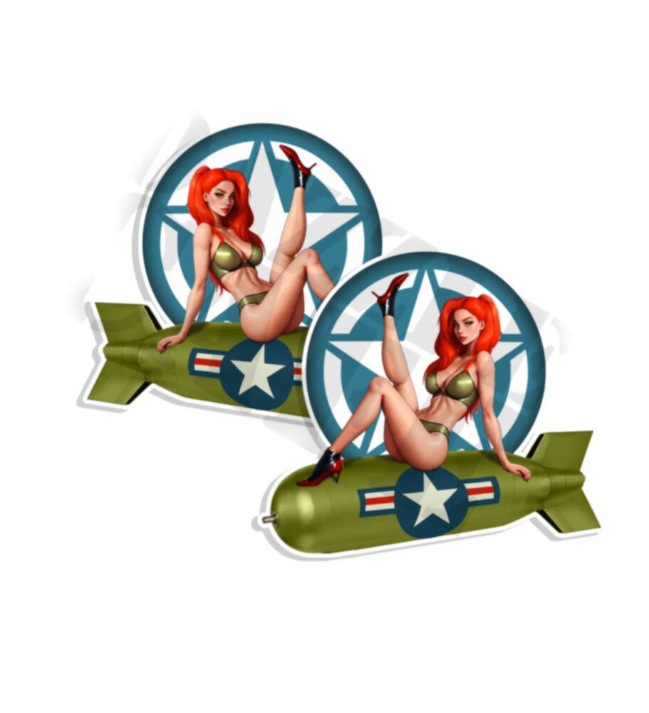 Red Head Green Bomb Pin Up Sexy Vintage Vinyl DECALS Decals C36022 Stickers