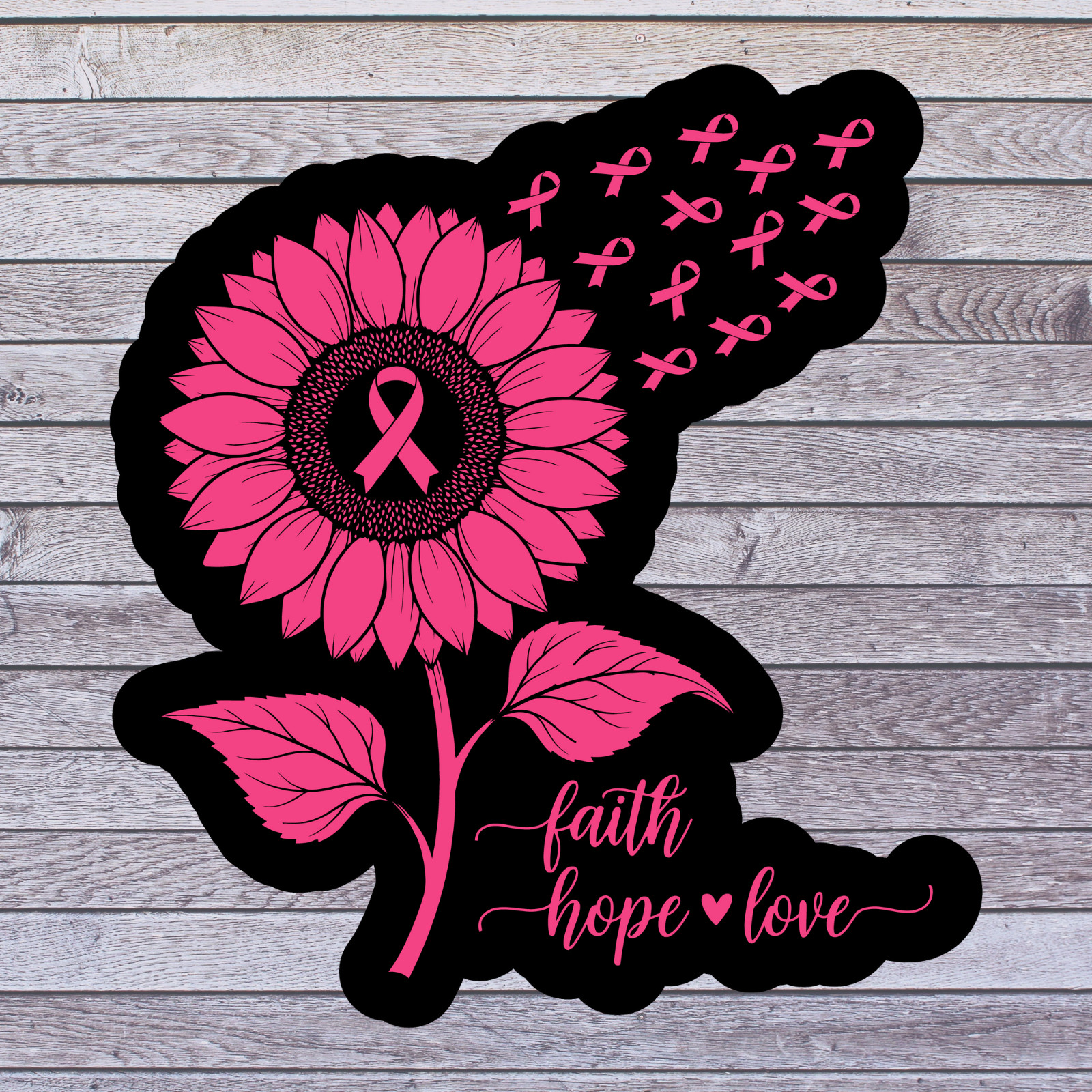 Cancer sticker vinyl decal awareness support faith hope love breast cancer