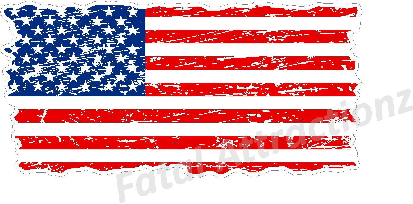 Distressed American Flag Flat style Vinyl Decal sticker United States USA