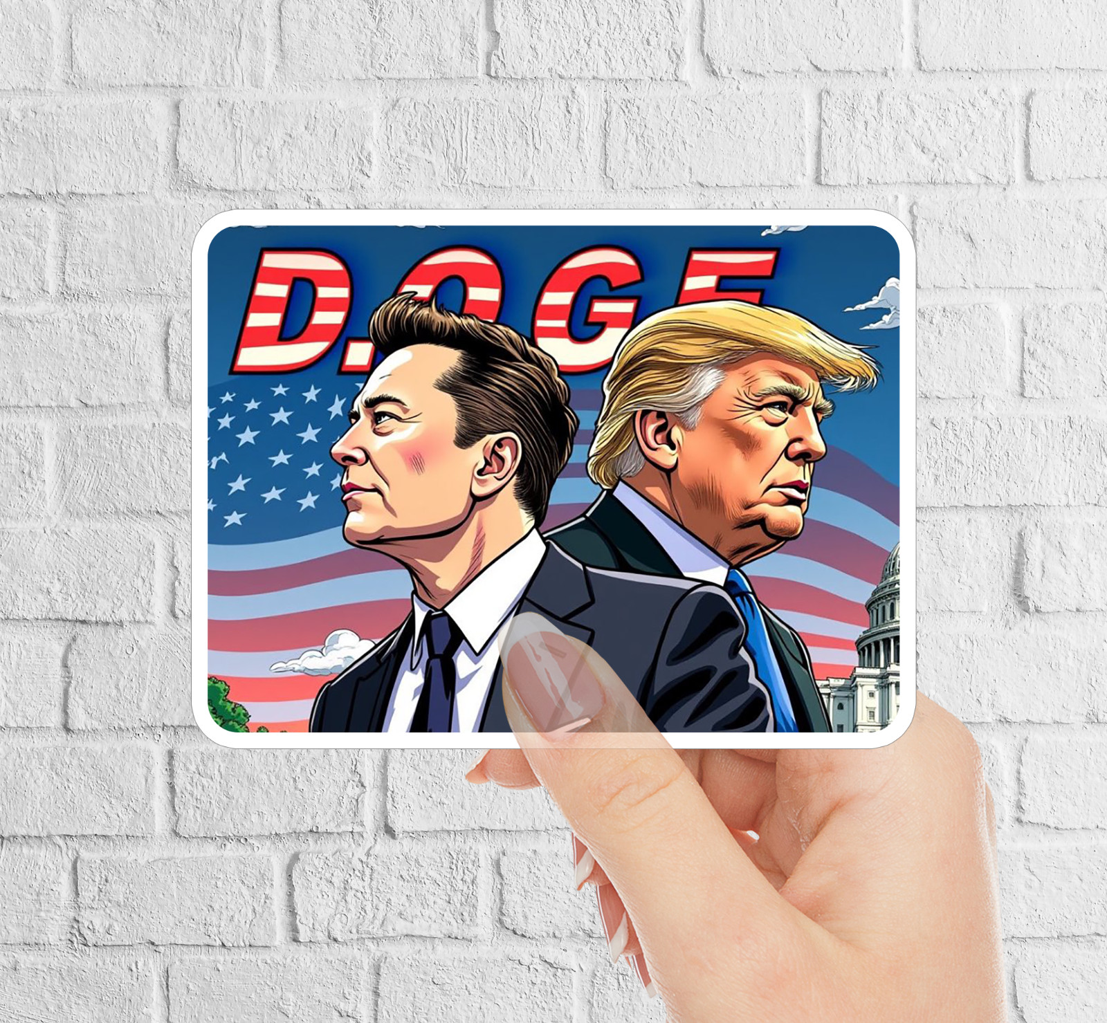 NEW – for Trump & Elon D.O.G.E Sticker Government Efficiency – 3.5 x 2.6 INCHES