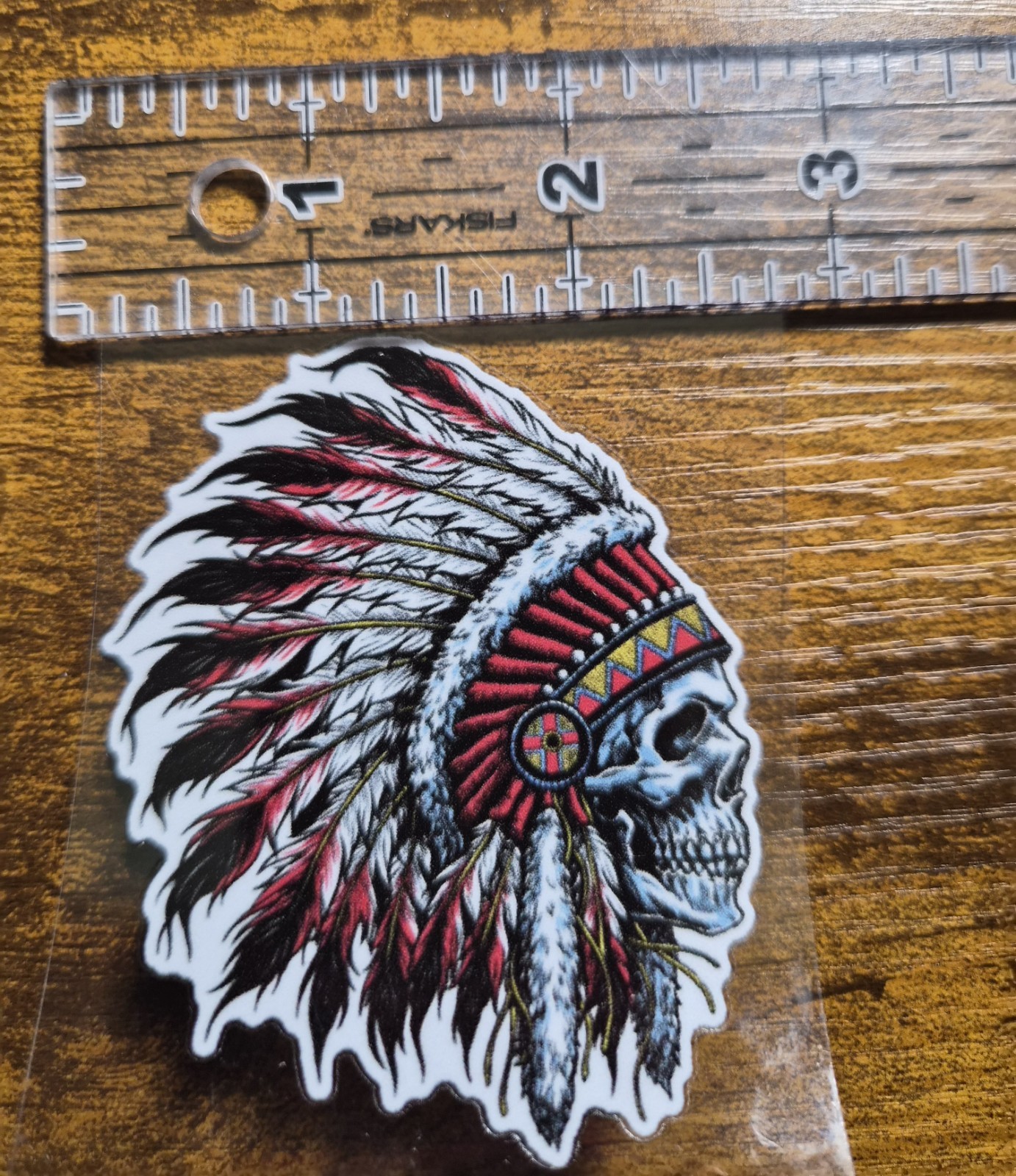 Indian Chief Skull Logo USA High Quality UV DTF Decal Sticker NOT VINYL