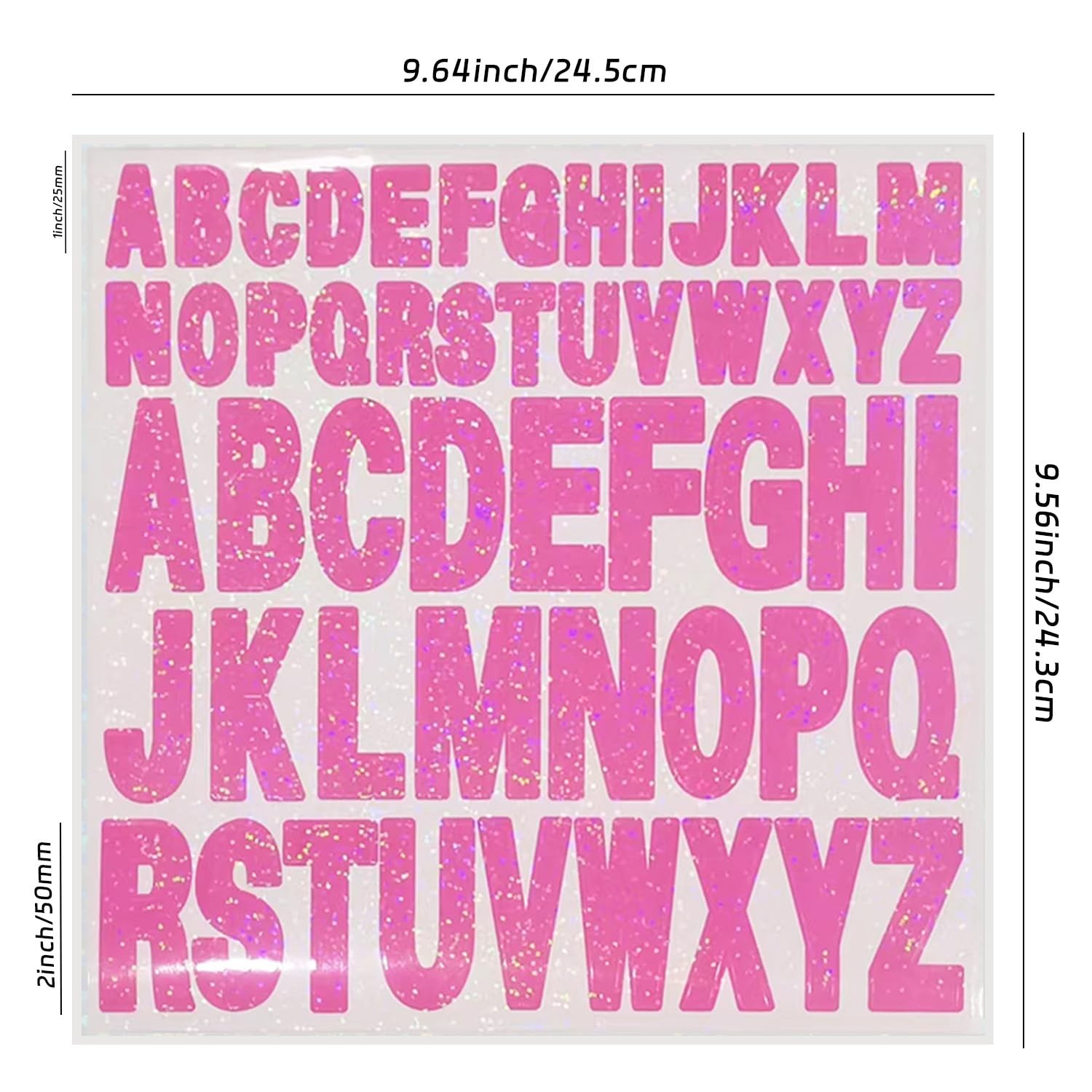 Starboling Letter Stickers,2 Inch+1 Inch Pink Alphabet 1+2inch, 1+2inch