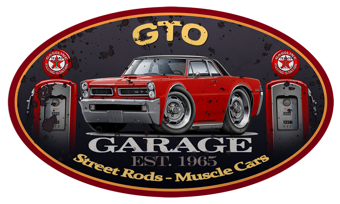 1965 Pontiac GTO Hardtop Garage Sign Wall Art Graphic Sticker