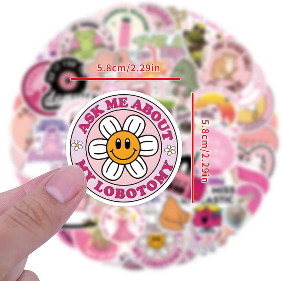 110 PCS Pink Funny Stickers for Adults, Meme Stickers for Women Teens