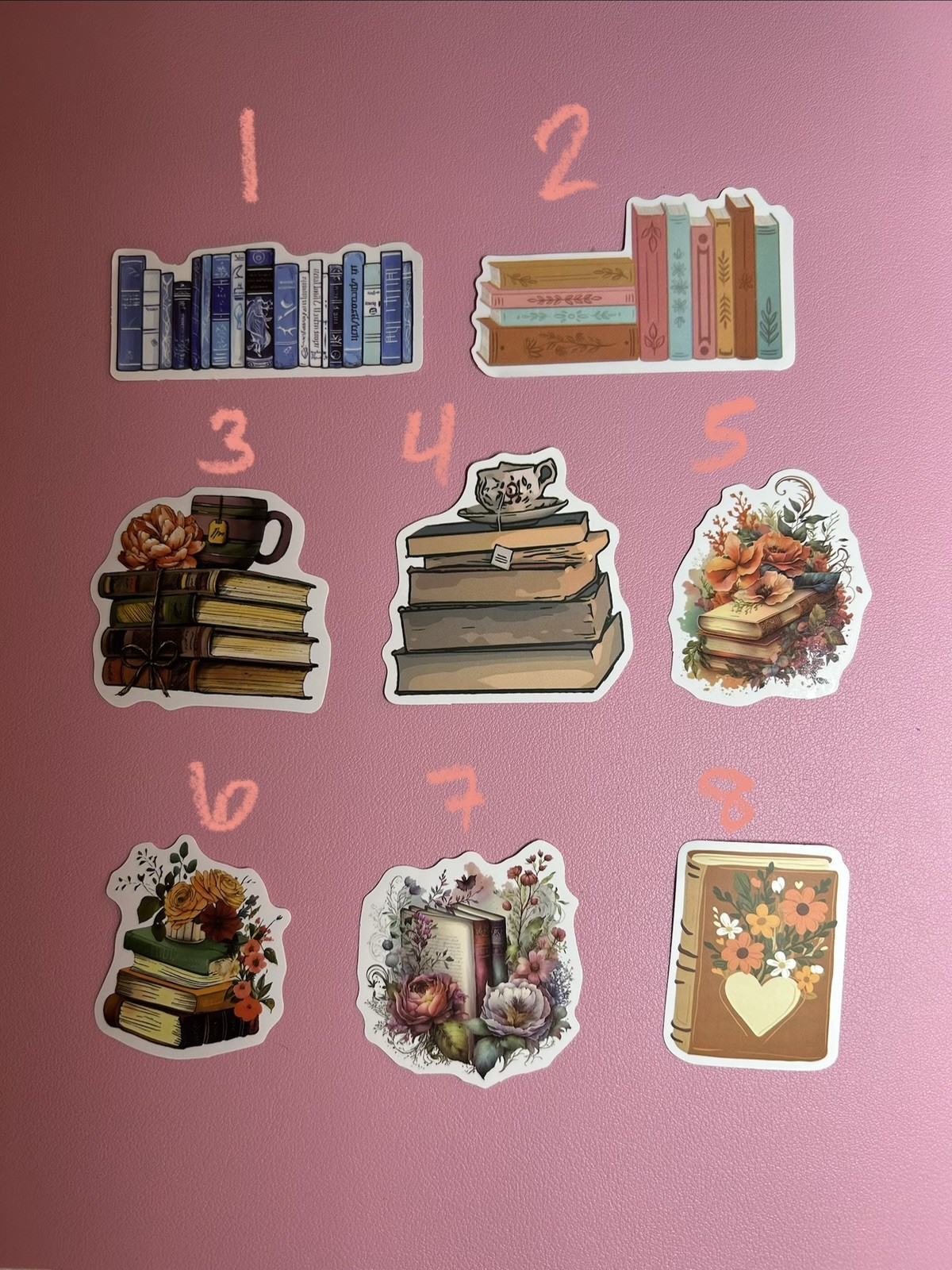 Book Stacks And Flower Books Stickers