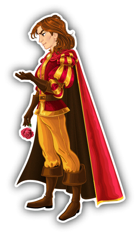 Cartoon Prince With Rose Car Bumper Sticker Decal