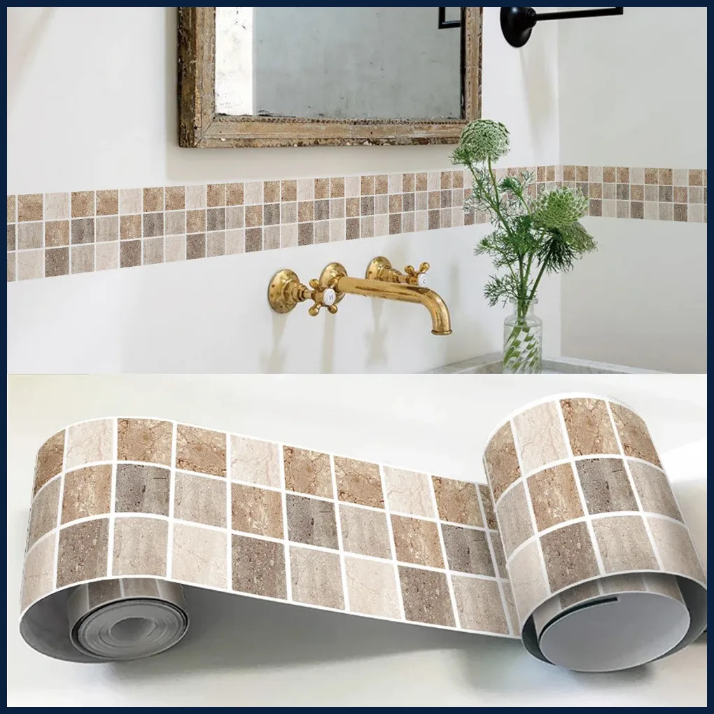 Bathroom Waist Line Wall Stickers Waterproof Peel & Stick Kitchen Office Decor